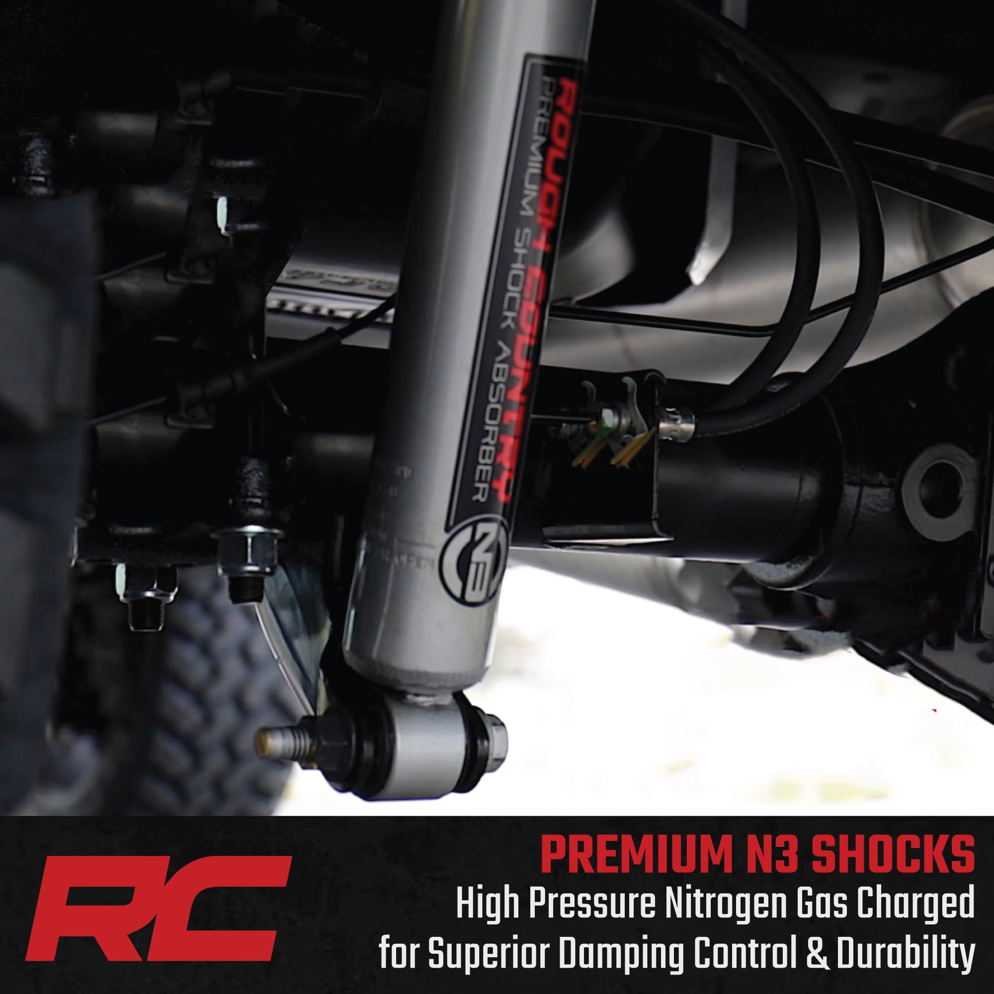 Rough Country N3 Shocks Rear for Jeep Cherokee KL (2014–2022) - Fits 0–2" Lift, Nitrogen-Charged Shock Absorbers for Smoother Ride & Handling
