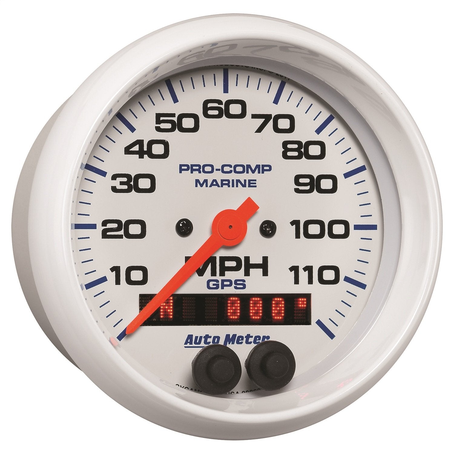 Speedometer AutoMeter Gauge, 3 3/8", 120Mph, GPS, Marine White (200637)