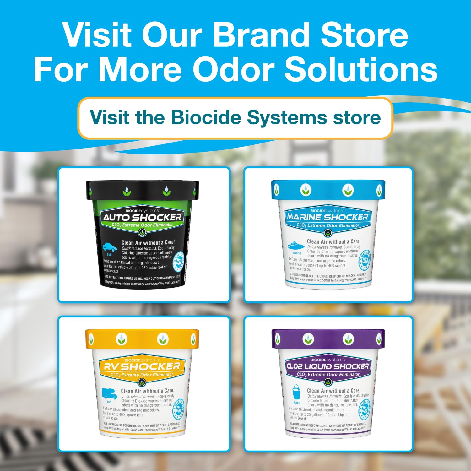 Biocide Systems Shocker Marine, Quick Release Odor Eliminator for Boats, Eco-Friendly Chlorine Dioxide Odor Bomb for Removing Mildew, Fish, & Food Smells, Up to 250 Cubic Feet of Interior Space