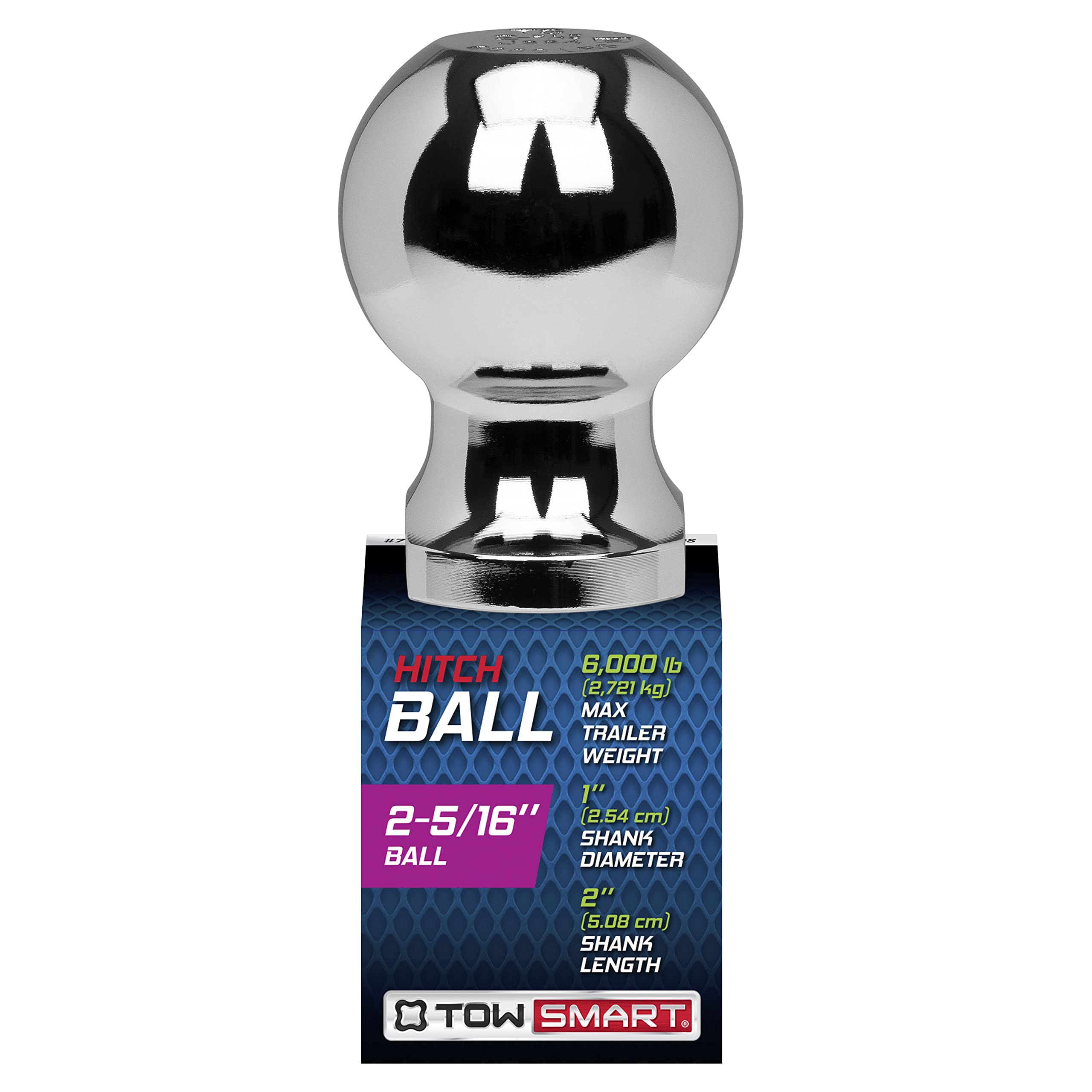 2-5/16 in. Ball Diameter, Class 4 6,000 lb. Chrome Trailer Hitch Ball, 1 in. Shank Diameter, 2 in. Shank Length