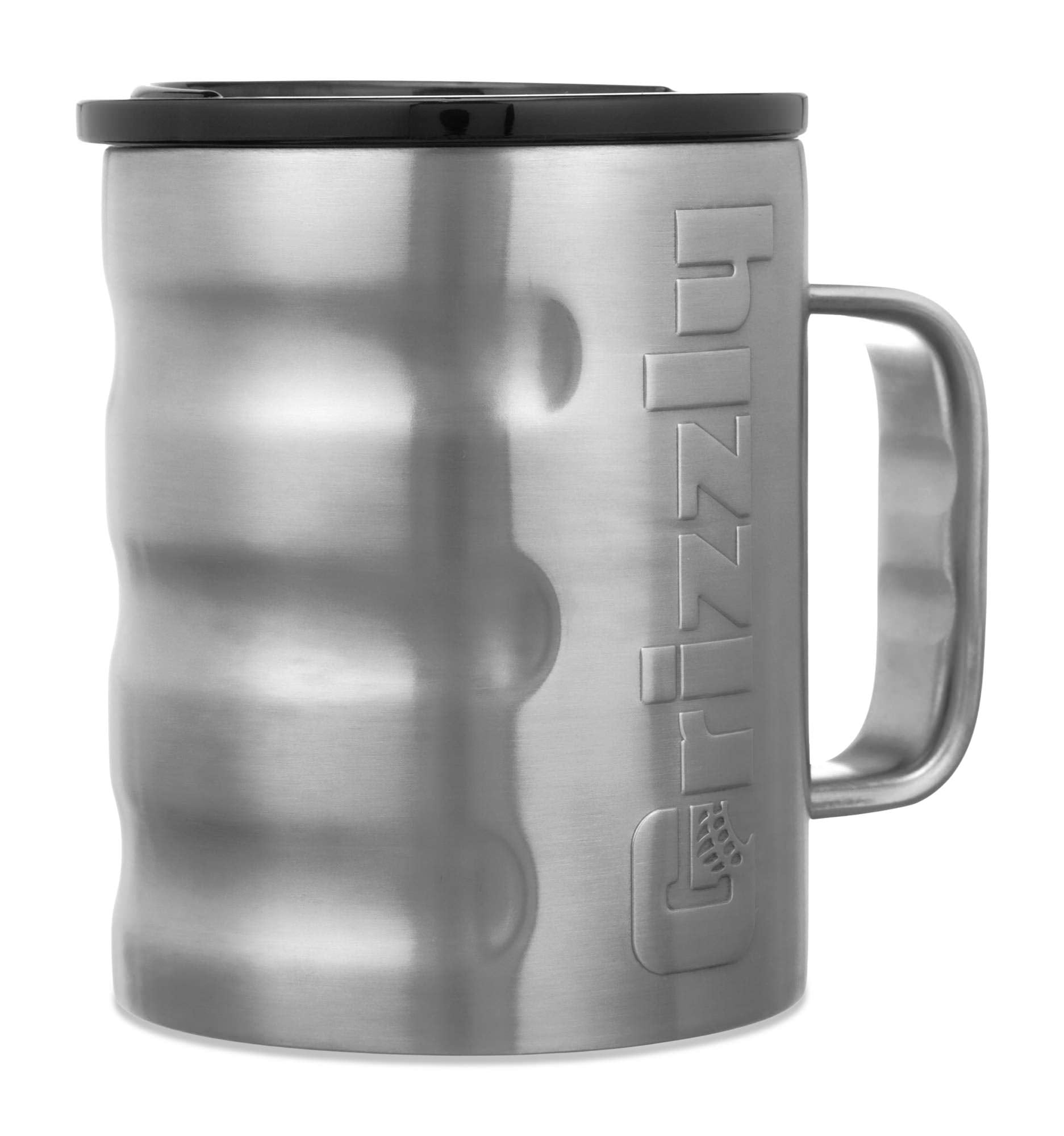 Camp Cup Grizzly Grip 11 oz | Stainless Steel |Vacuum Insulated with TwistTop Lid | Mug For Beach Camping Coffee Hiking Fishing Hunting Tea | Brushed