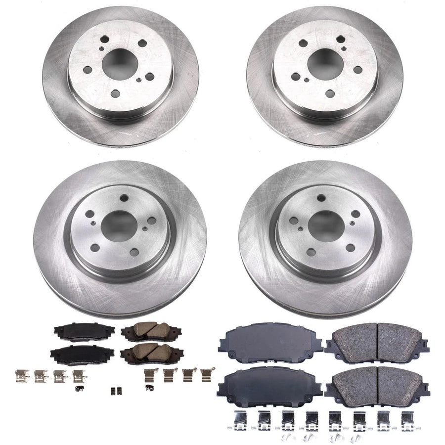 Power Stop KOE8348 Front and Rear Replacement Brake Kit-OE Brake Rotors & Ceramic Brake Pads For Lexus ES350 ES300h UX200 UX250h Toyota Camry Avalon C-HR Rav4 Venza