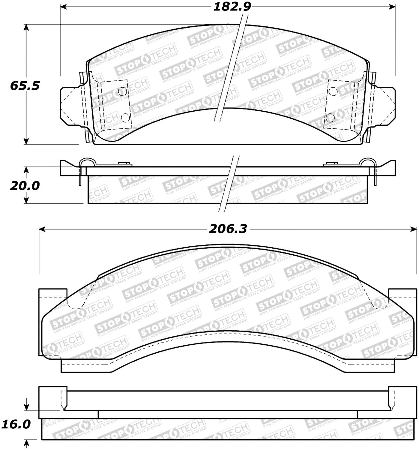 Front, Rear StopTech 308.05430 Brake Pads with Shims Street
