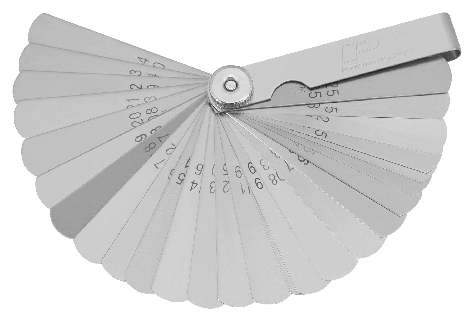 W80528 Performance Tool 26-Piece Straight Blades Feeler Gauge Set for Precise Engine Measurements in SAE and Metric Sizes from .0015 to .635 mm