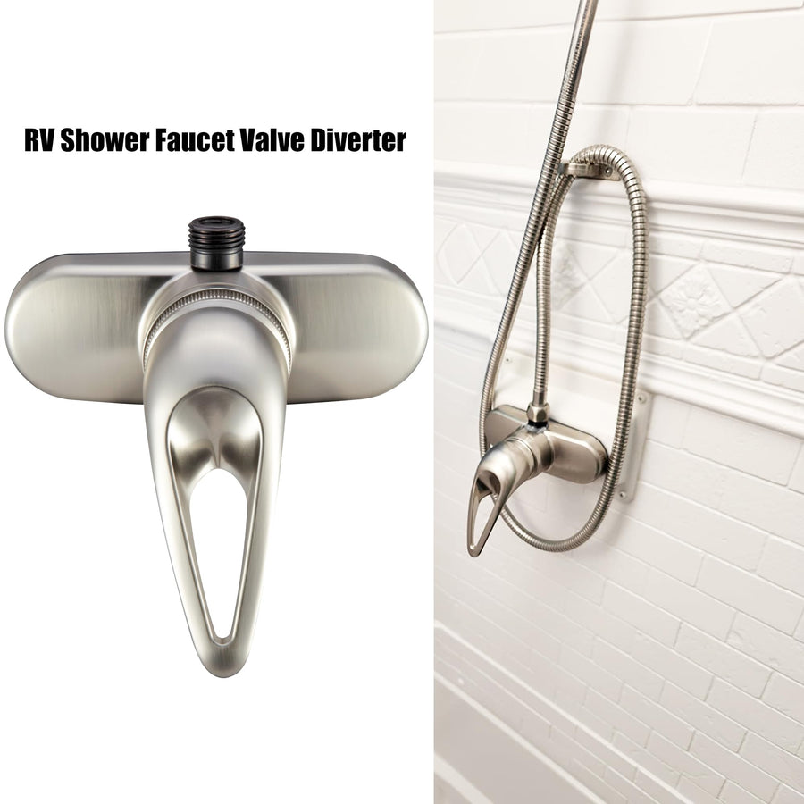 Dura Faucet RV Shower Faucet Single Lever Valve Diverter for Recreational Vehicle, Motor Home, Travel Trailer, Camper, Fifth (5th) Wheel, Towable (Brushed Satin Nickel)