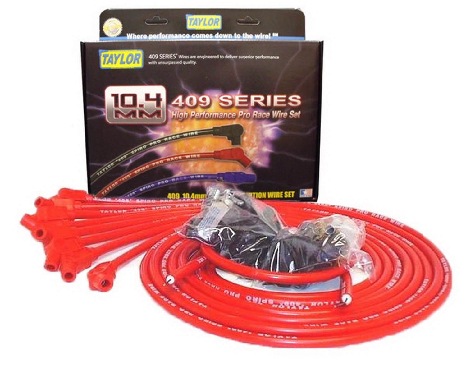 Taylor Cable 409 79253 Pro-Race Spiro-Wound Core Spark Plug Wire Set , Red