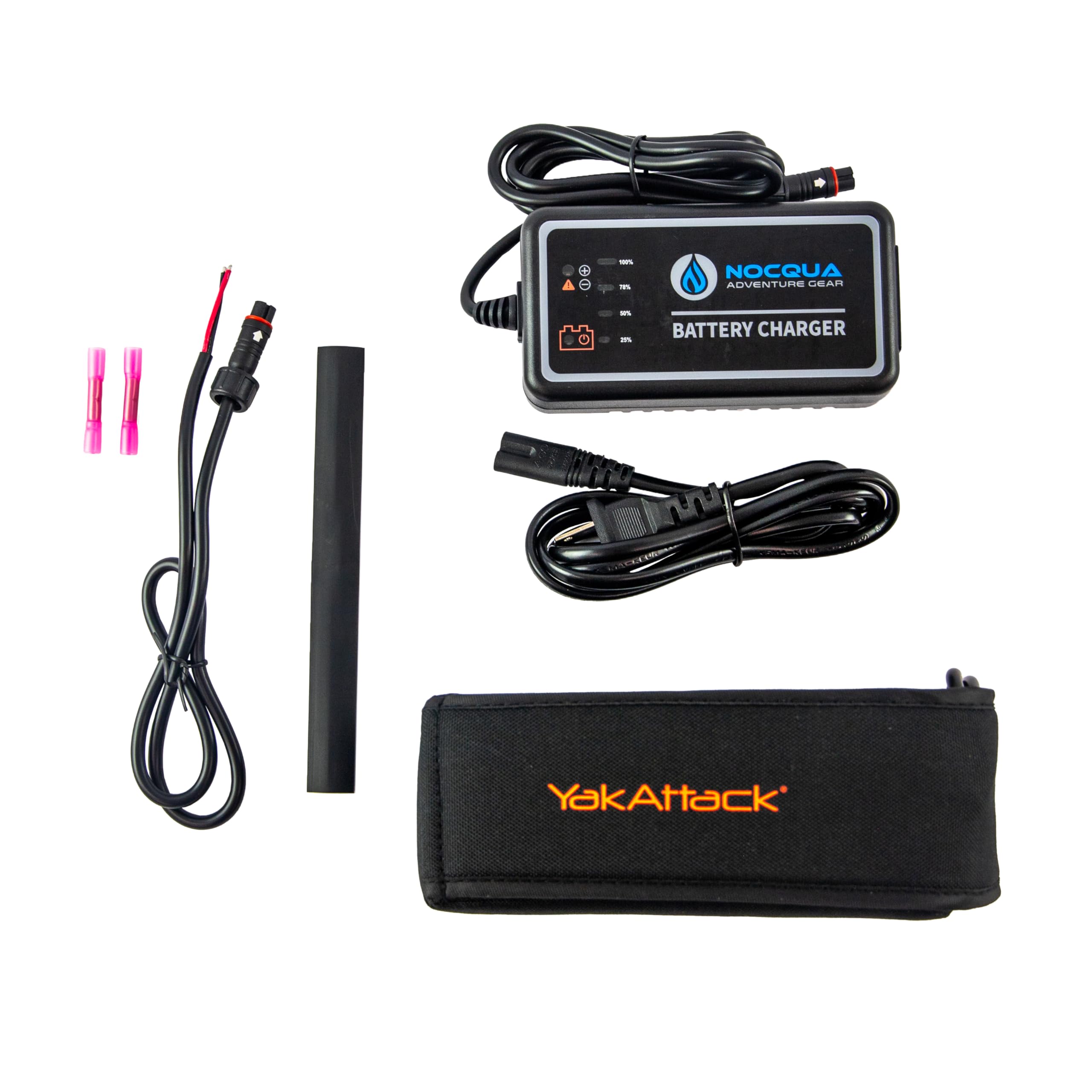 20Ah YakAttack Kayak Fish Finder Battery Power Kit | Portable Lithium-ion Water Resistant Battery Pack Powered by Nocqua | 110 Volt Charger and Device Connection | Kayak Fishing Accessories