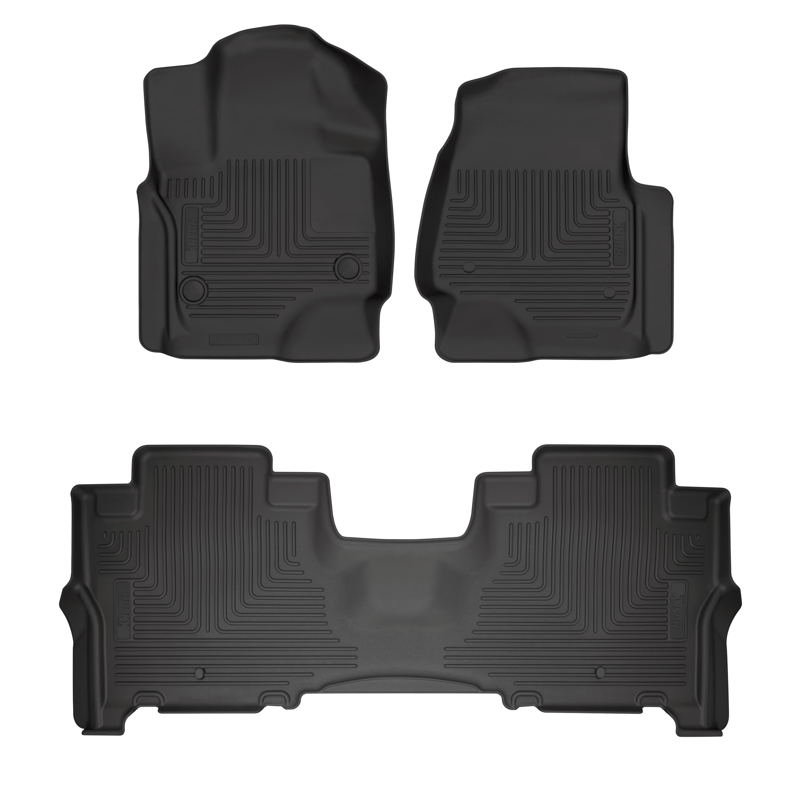 Husky Liners Floor Mats Weatherbeater | Fits 2018-2023 Lincoln Navigator | Front & 2nd Row - Black, 3-pc | 93741