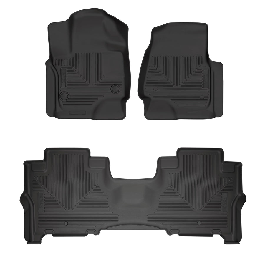 Husky Liners Floor Mats Weatherbeater | Fits 2018-2023 Lincoln Navigator | Front & 2nd Row - Black, 3-pc | 93741