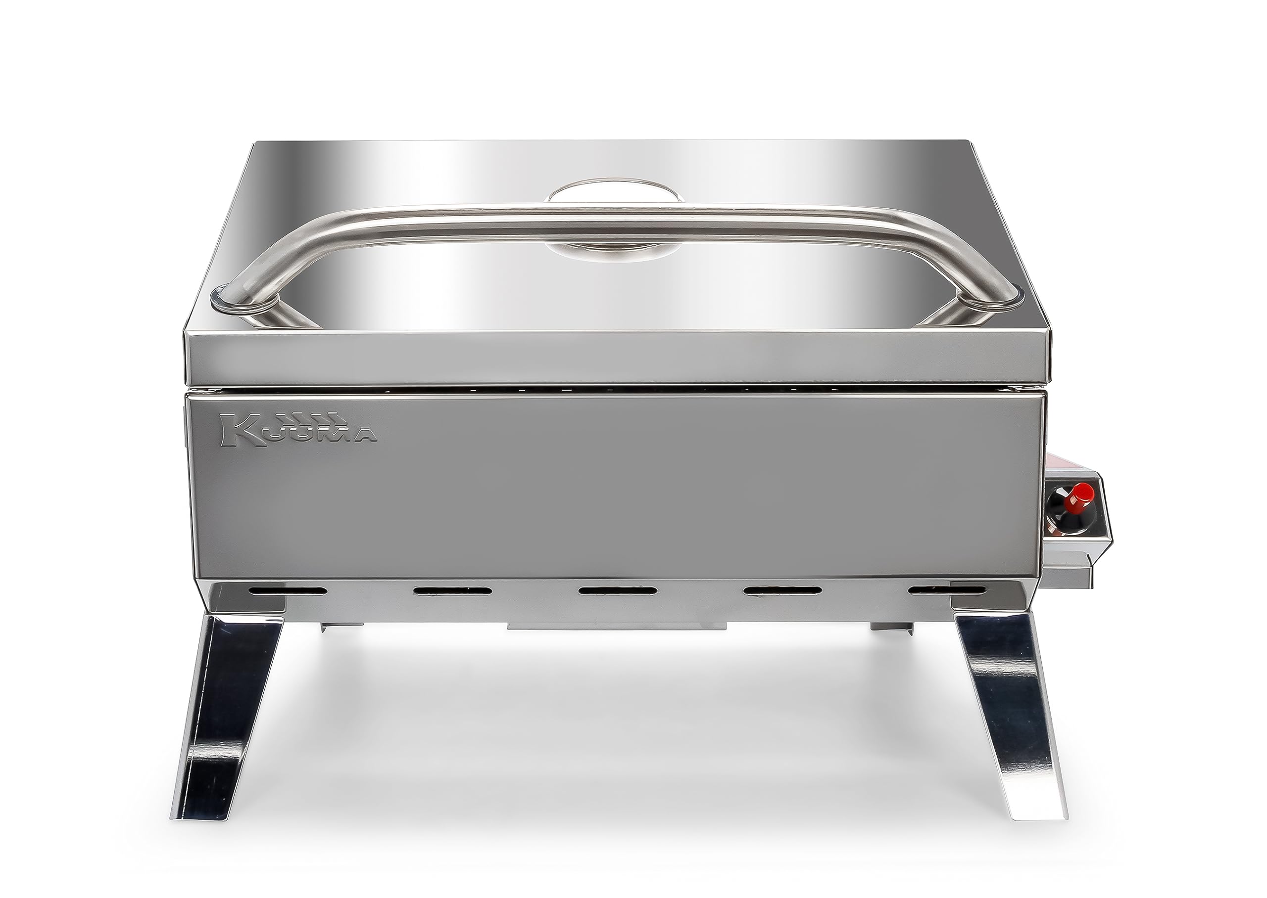 Kuuma Camco Stow N’Go 216 Elite Propane Grill | Features Built-In Thermometer & Push-Button Igniter | Includes Fold Away Legs & Removable Warming Rack | Use as Camping Stove and More (58155)