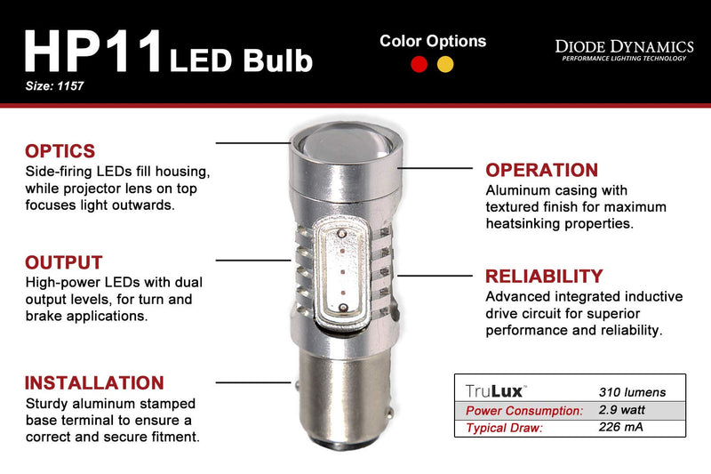 1157 HP11 Diode Dynamics Tail Light LED Bulbs (Pair), Red