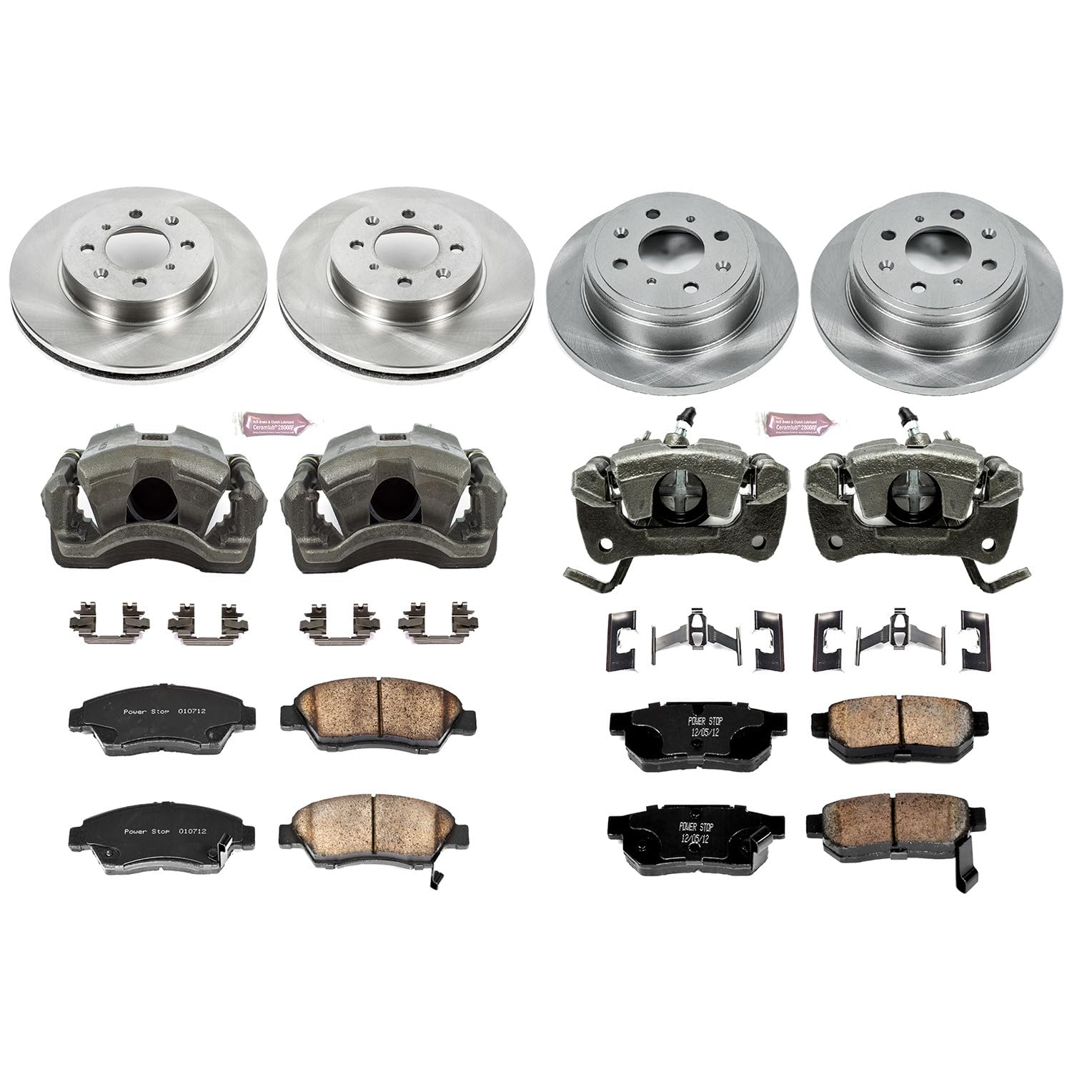 Power Stop KCOE695 1-Click Autospecialty Brake Kit with Calipers For Honda Civic del Sol 1994-1997 [Model Specific]