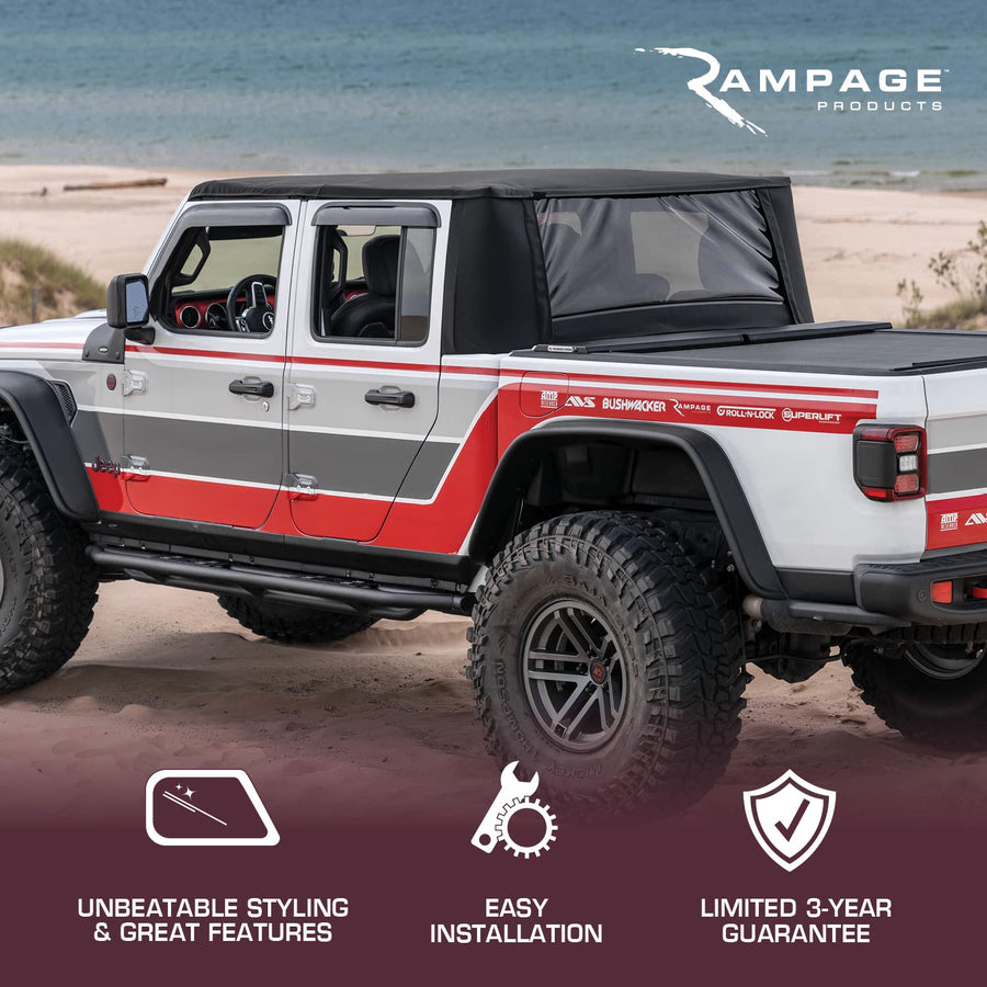 TrailView Fastback Soft Top RAMPAGE PRODUCTS for Jeep Wrangler JL | Black Diamond, Vinyl | 139435 | Fits 2018-2025 Jeep Wrangler JLU Rubicon/Sahara/Sport S/Sport 4-Door