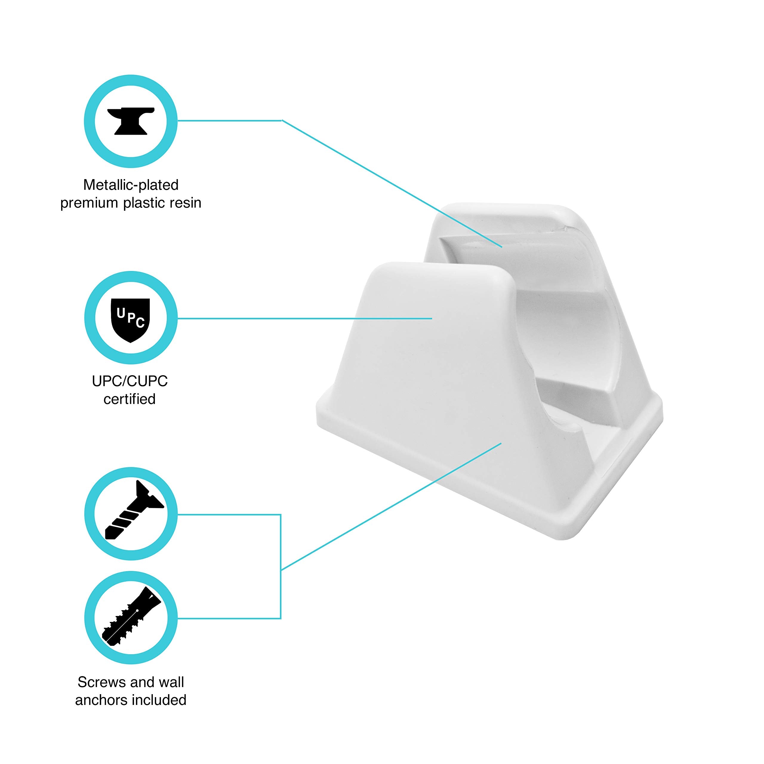 Dura Faucet RV Handheld Shower Wand Bracket Holder DF-SA156-WT - Mounting Screws Included (White)