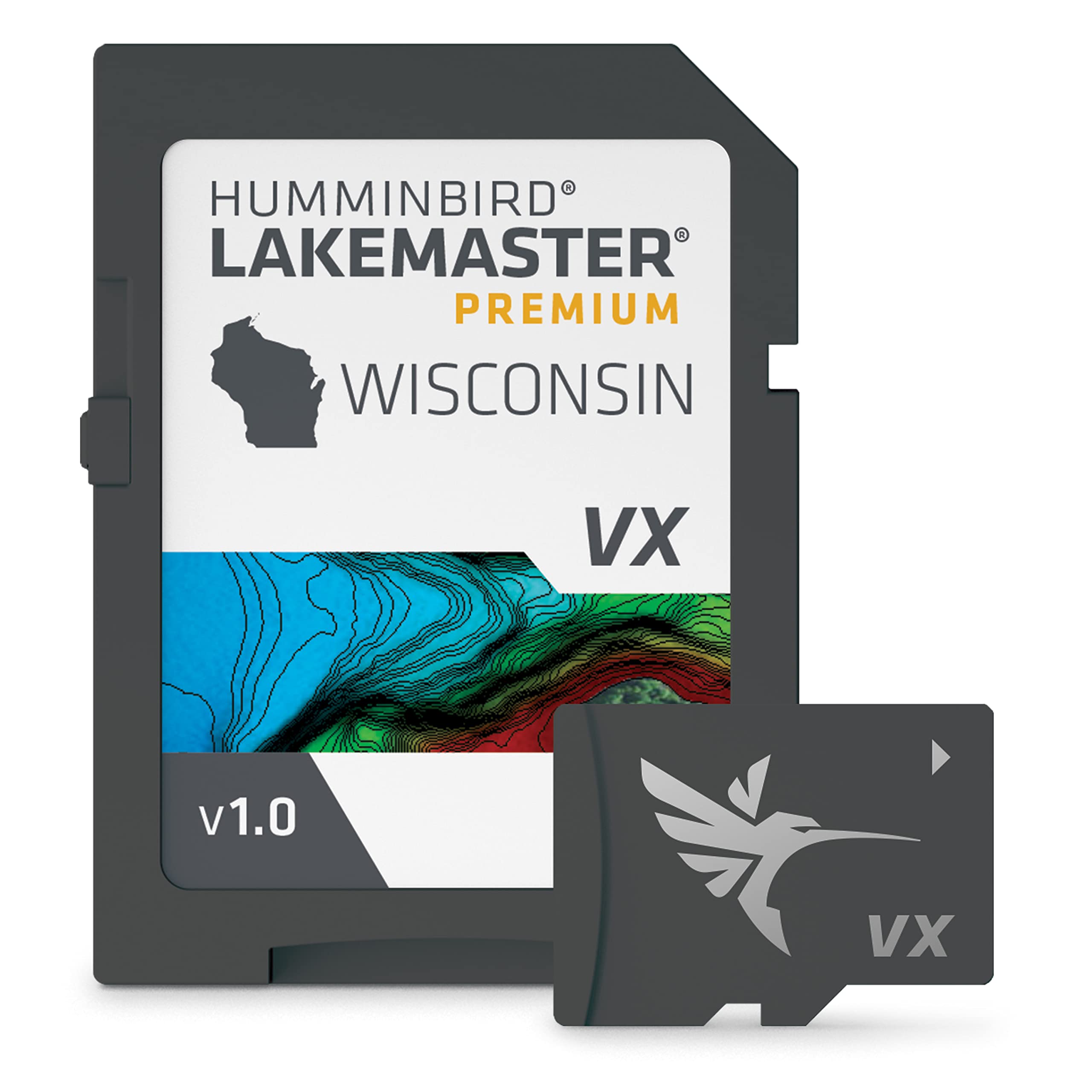 LakeMaster Premium Humminbird Wisconsin V1 Map SD Card for Fish Finders