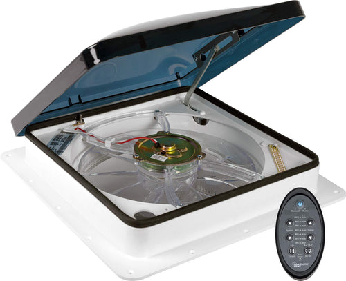RV Roof Vent Fan Fan-Tastic Vent with Thermostat, Automatic or Manual Variable Speed 12 Volt, Model 7350 (White)