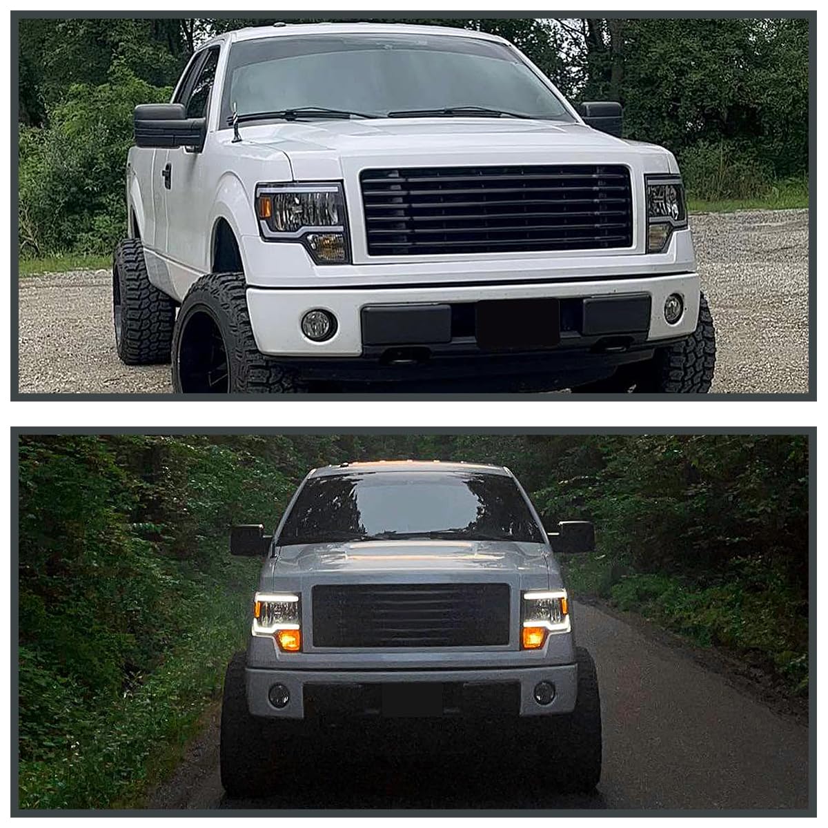 Black SPEC-D TUNING Headlights w/LED Tube Compatible with 2009-2014 Ford F150 F-150, Left + Right Pair Headlamps Assembly