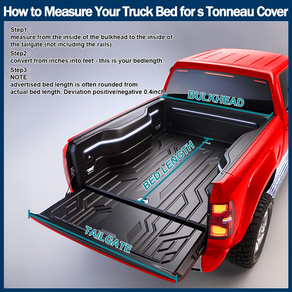 Soft Quad Fold Tonneau Cover Spec-D Tuning Compatible with 2007-2024 Toyota Tundra Crew Max 66", 5.5 FT Short Bed