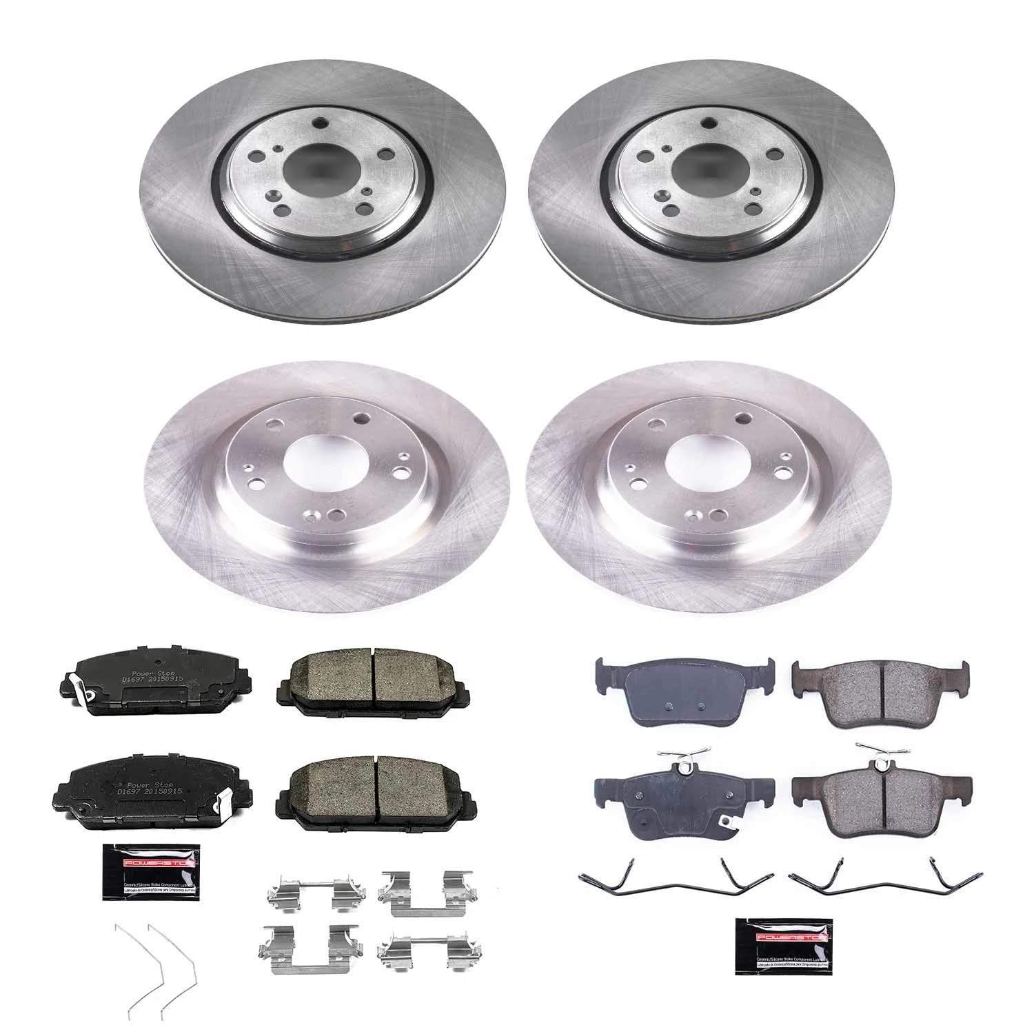Power Stop KOE7935 Front and Rear Replacement Brake Kit-OE Brake Rotors & Ceramic Brake Pads For 2017 2018 2019 2020 Honda Civic Si