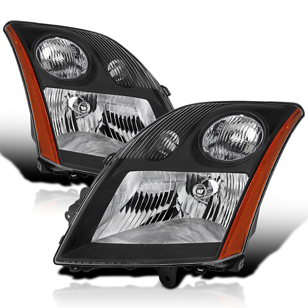 Black Headlights SPEC-D TUNING Compatible with 2007-2009 Nissan Sentra, Left + Right Pair Headlamps Assembly