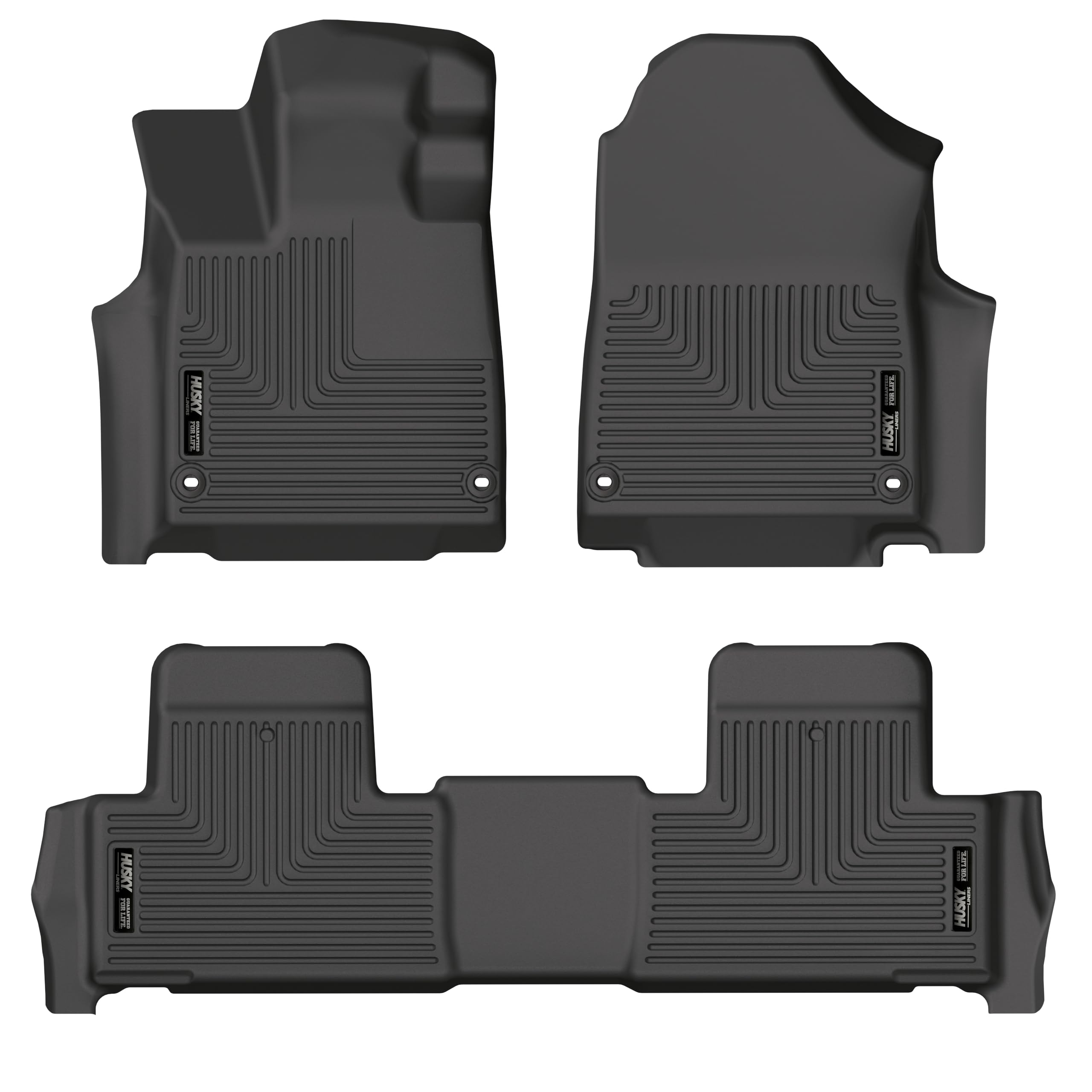 Weatherbeater Husky Liners Floor Mats | Fits 2022-2025 Acura MDX | Front & 2nd Row, 3-pc Black - 95181