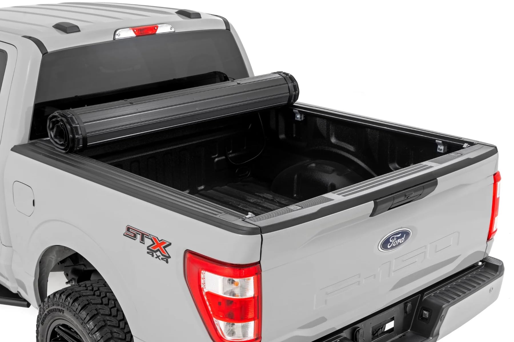 Rough Country Tonneau Cover Hard Roll-Up for Ford F-150 (2015-2025) F-150 Lightning (2022-2025) - Aluminum Truck Bed Cover, Fits 5'7 Bed