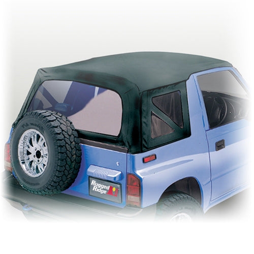 Soft Top, Rugged Ridge 53702.15, Black Denim, Clear Windows; 88-94 Suzuki Sidekicks