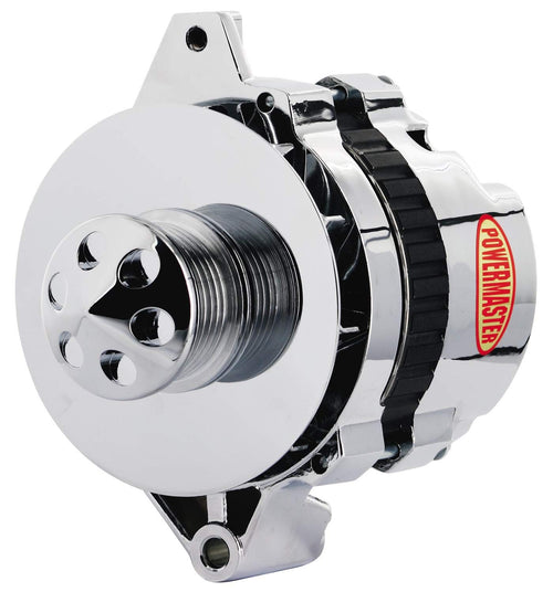 Alt GM CS130 Powermaster Chrome 140A XS Volt™ 6 grv Pulley Baffle & Cone Str MTG 6.61"