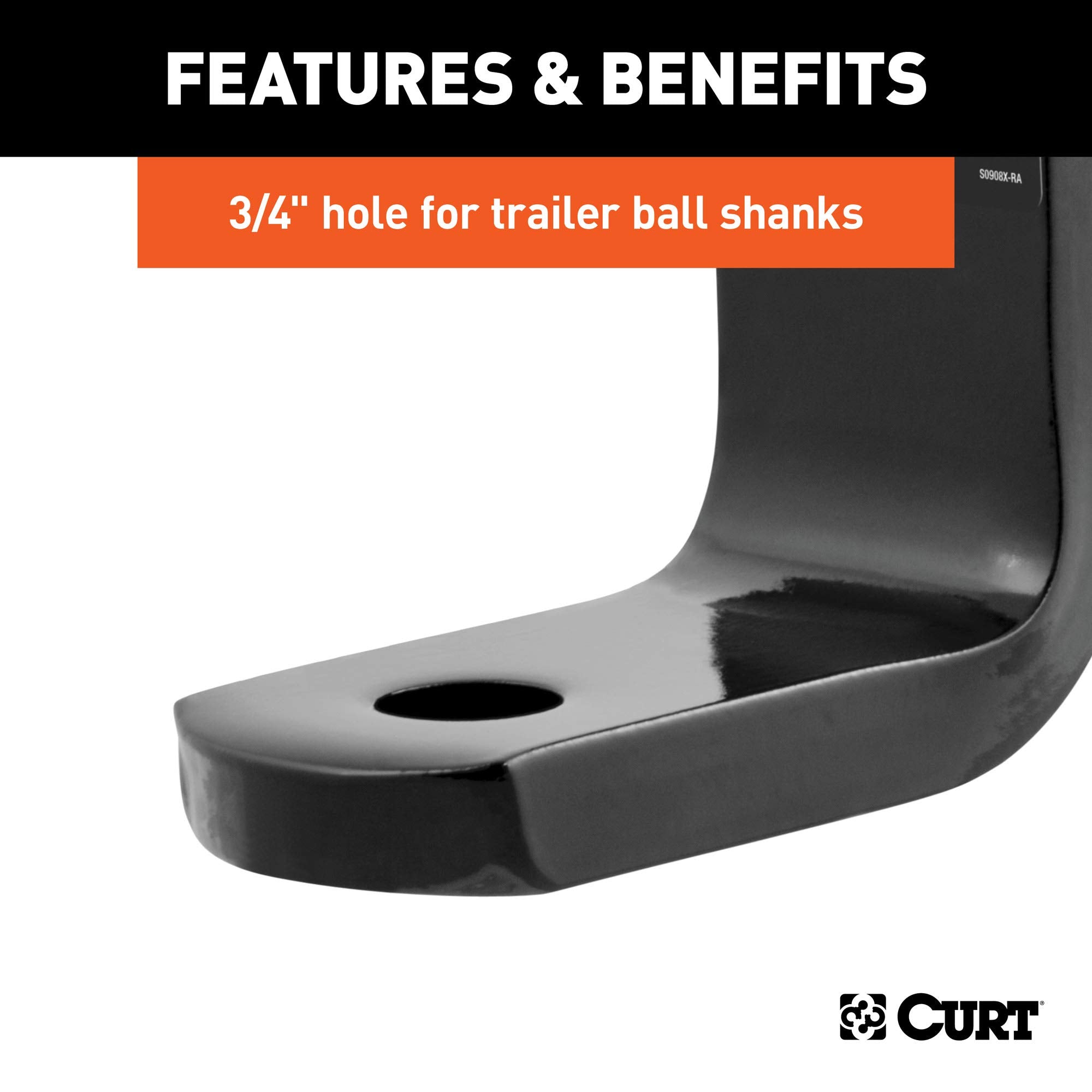 CURT 45016 Trailer Hitch Ball Mount Class 2, Fits 1-1/4-Inch Receiver, 3,500 lbs, 3/4-Inch Hole, 3-1/4-Inch Drop, 2-5/8-Inch Rise