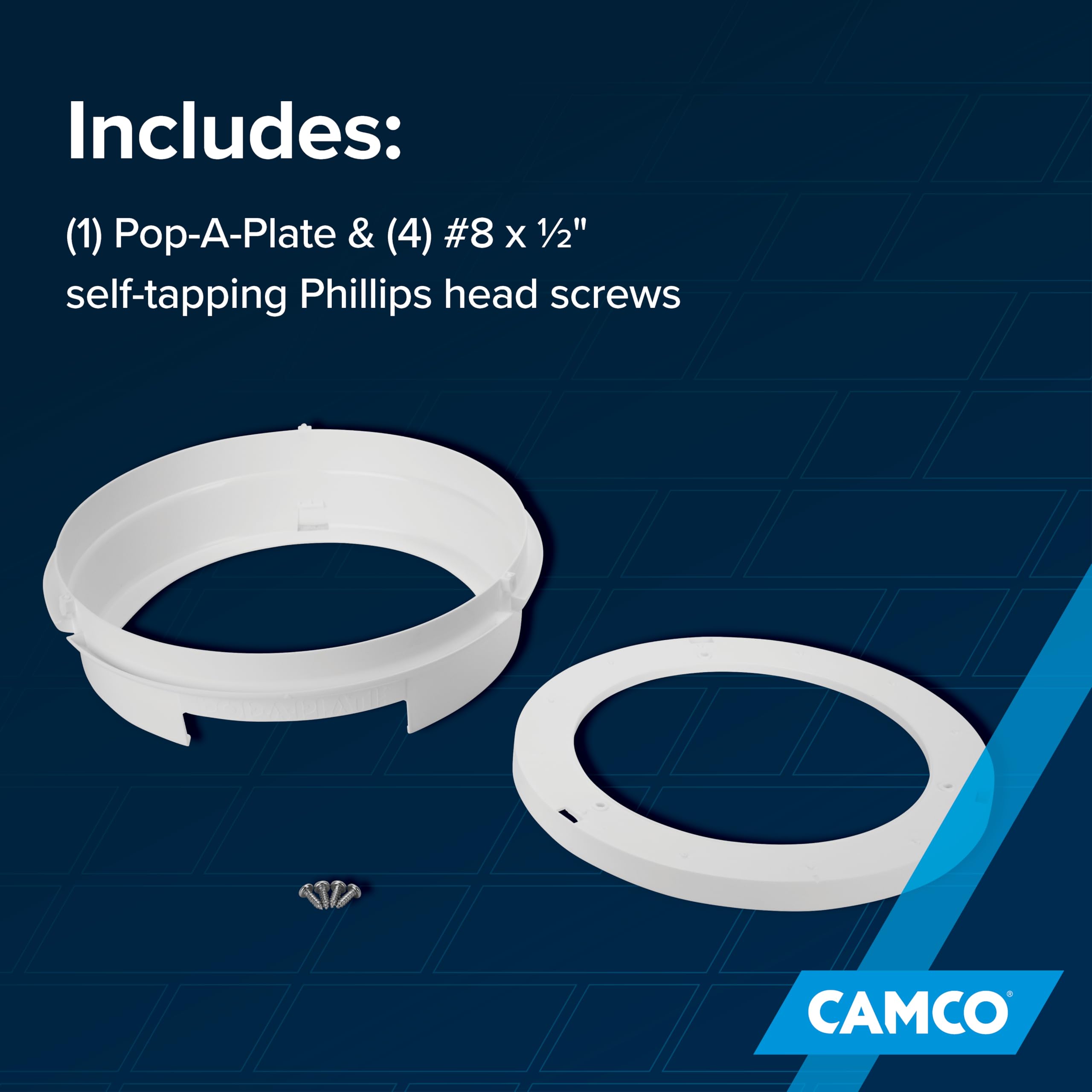 Pop-A-Plate Camco 9-inch Plastic Plate Dispenser | Ideal for Compact Spaces, RVs and Trailers | Mounts Under Cabinets or Shelves | White (57001)