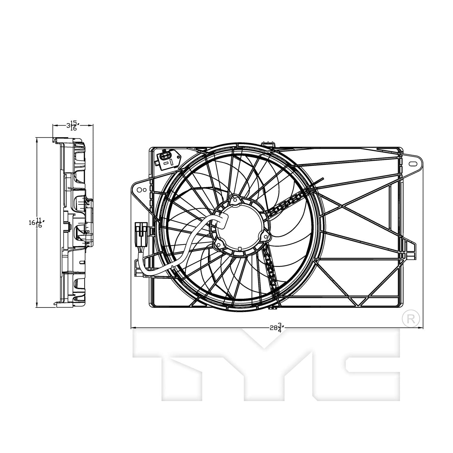 Cooling Fan Assembly TYC 623050 Compatible with 2012-2019 Fiat 500