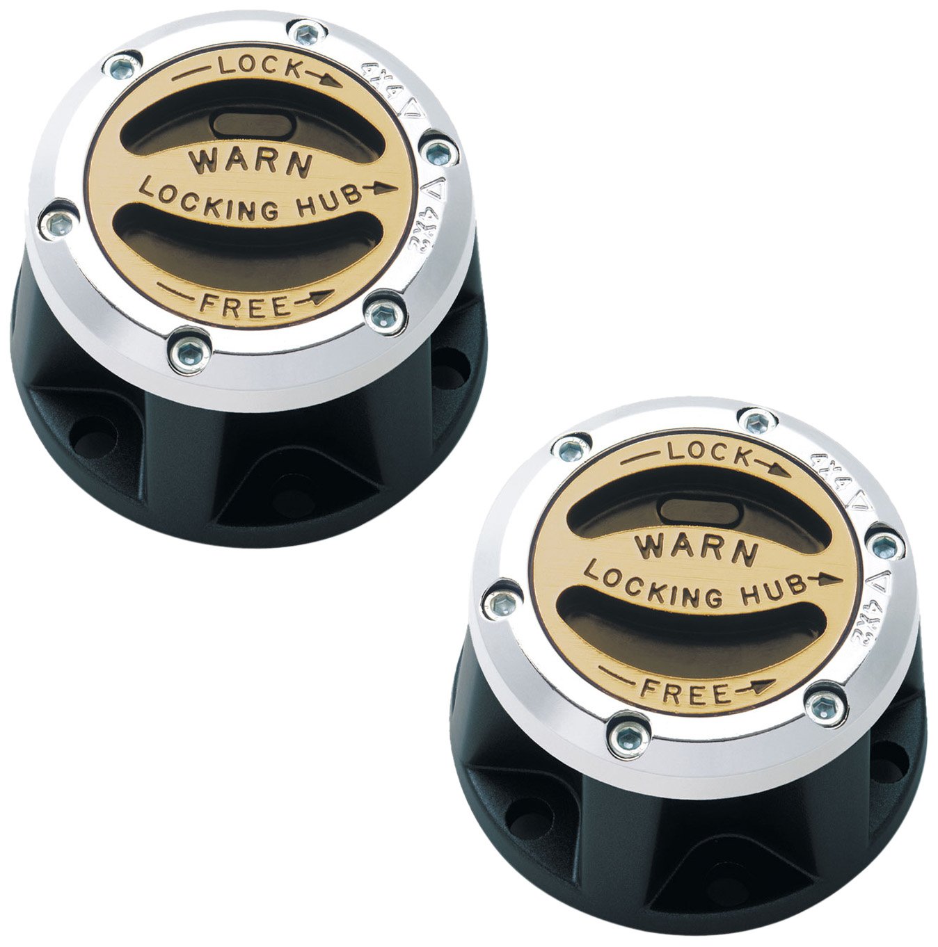 Premium WARN Manual Locking Hub with Zinc Aluminum Alloy Dial, Dual Seals and 17 Splines, Chrome, 1 Pair