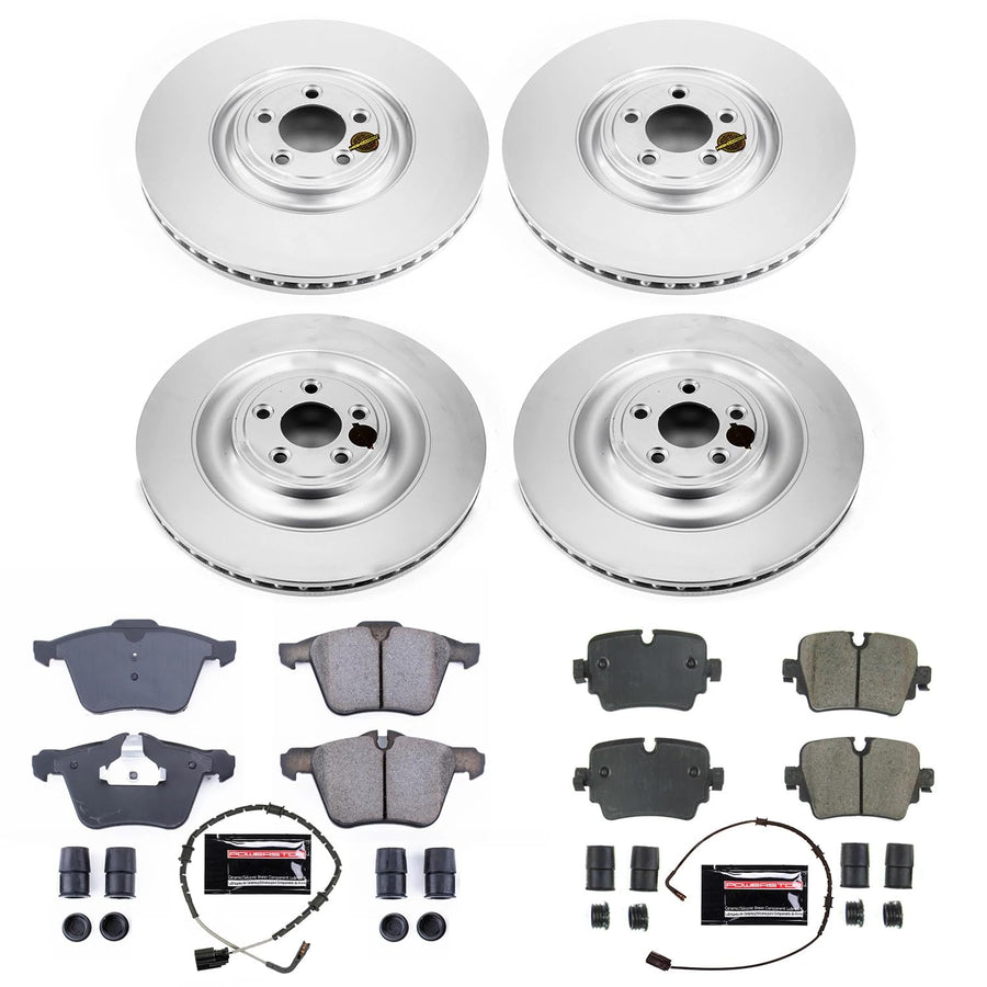 Power Stop Z23 CRK8038 Front and Rear Coated Rotor Kit-Coated Brake Rotors & Carbon Ceramic Brake Pads