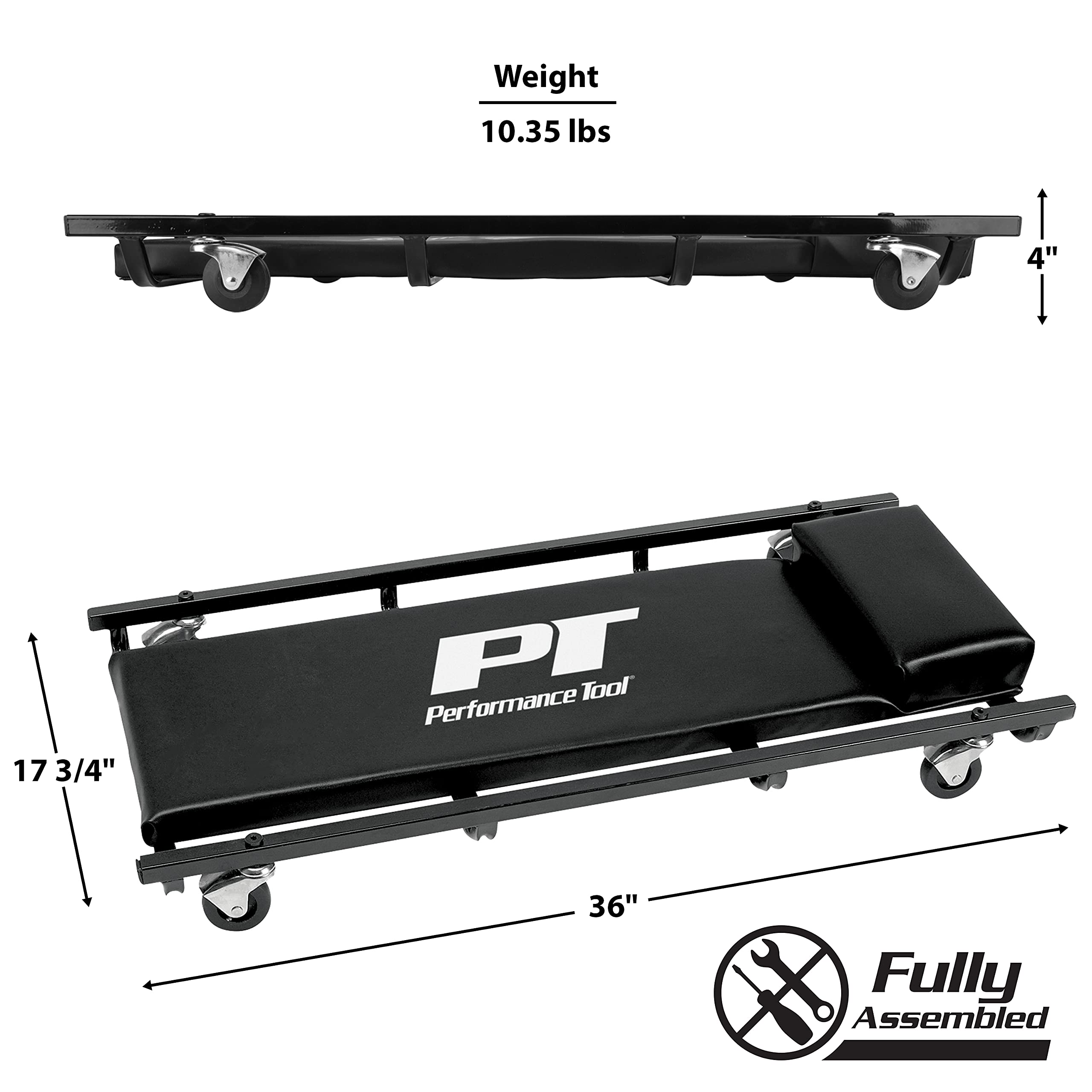W85004 Performance Tool 36-Inch Fully Padded Creeper With Headrest