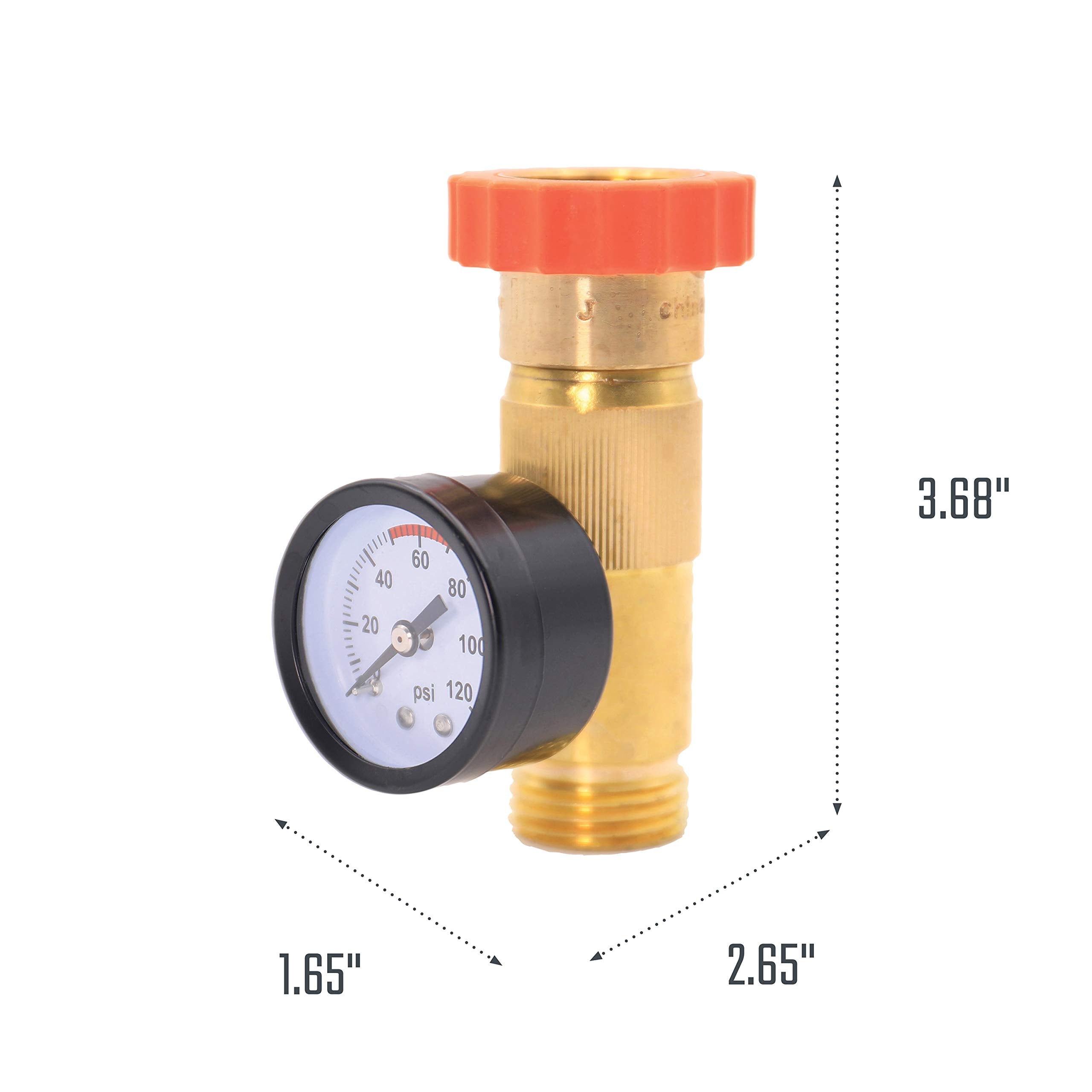 Brass Water Regulator/Water Pressure Gauge Combo Valterra A01-1124VP (Carded)