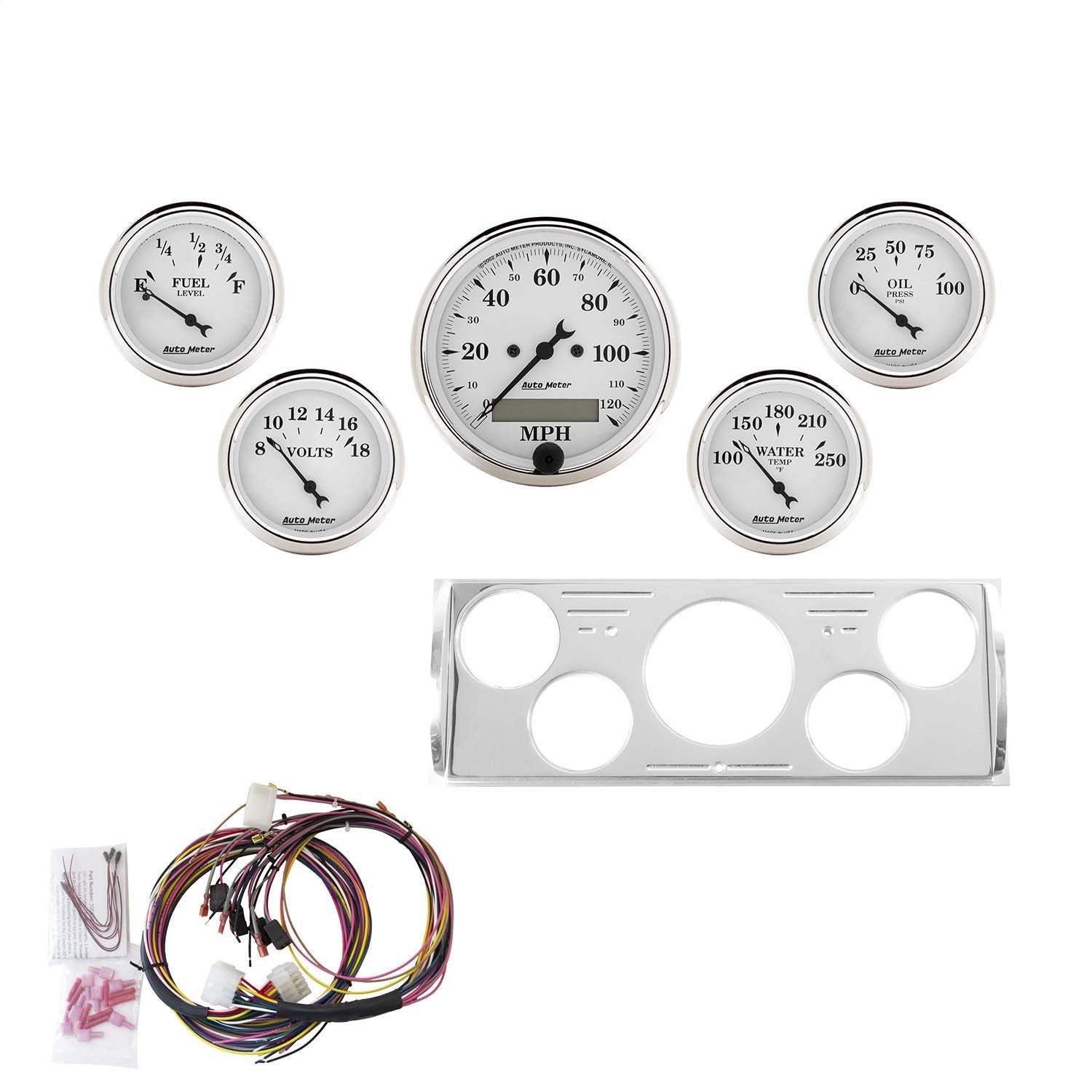 Gauge Kit AutoMeter 7057-OTW, 5 Pc, Chevy Truck 40-46, Mph/Fuel/Oilp/Wtmp/Bat, OTW