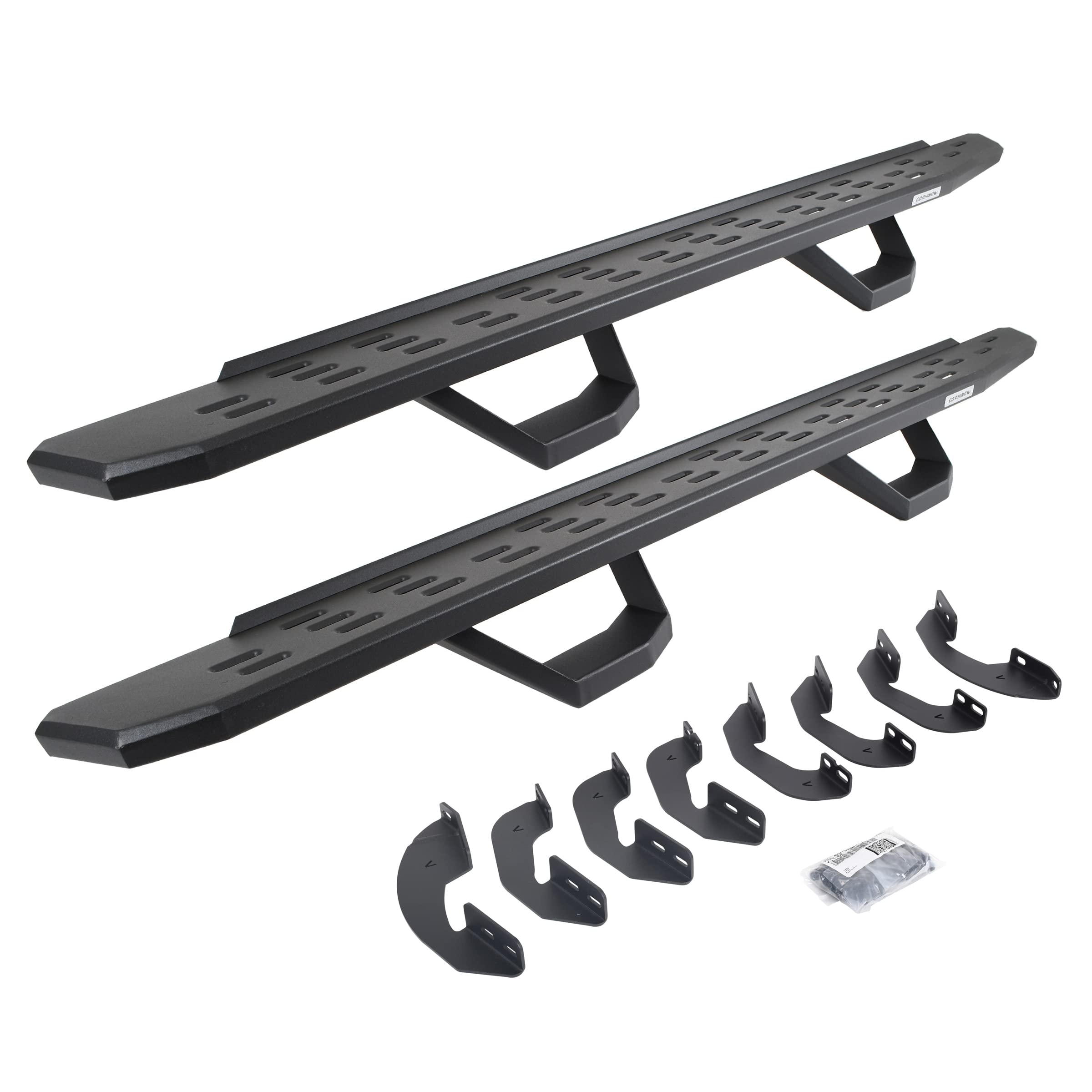 Go Rhino Running Boards RB30, Brackets, & 2 Pair of Drop Steps | Galvanized Steel, Textured Black | 6964158020PC | Fits 2007-2021 Toyota Tundra Double Cab Pickup