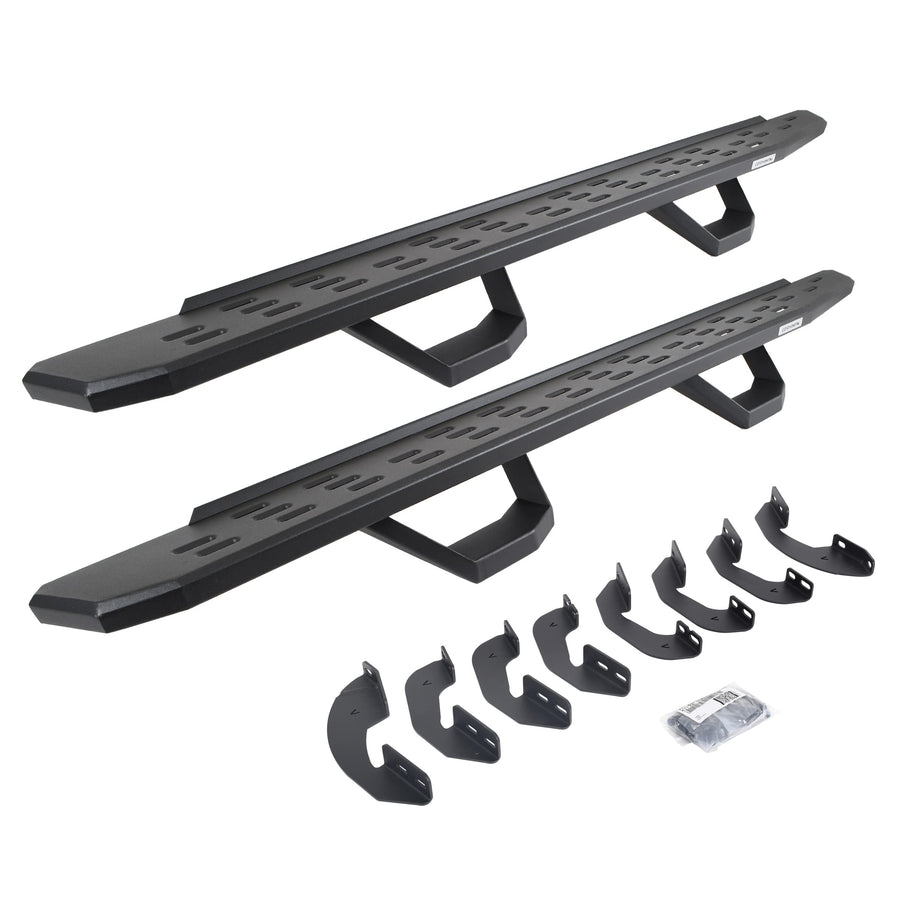 Go Rhino Running Boards RB30, Brackets, & 2 Pair of Drop Steps | Galvanized Steel, Textured Black | 6964158020PC | Fits 2007-2021 Toyota Tundra Double Cab Pickup