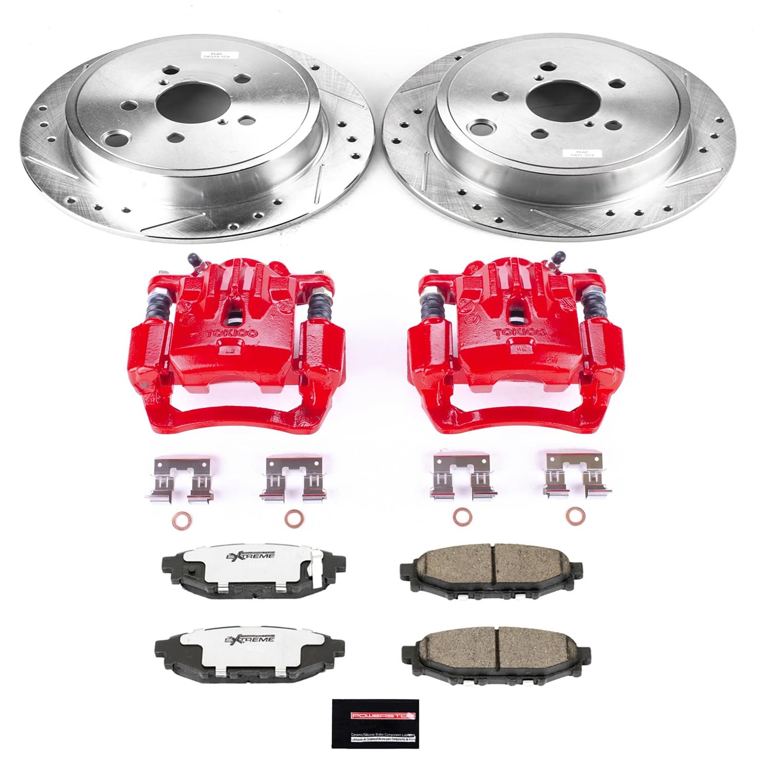 Power Stop Z26 KC4631A-26 Street Warrior Rear Brake Kit-Brake Rotors, Brake Pads & Calipers For Subaru Legacy 2010-2014, Subaru Outback 2010-2014 [Model Specific]