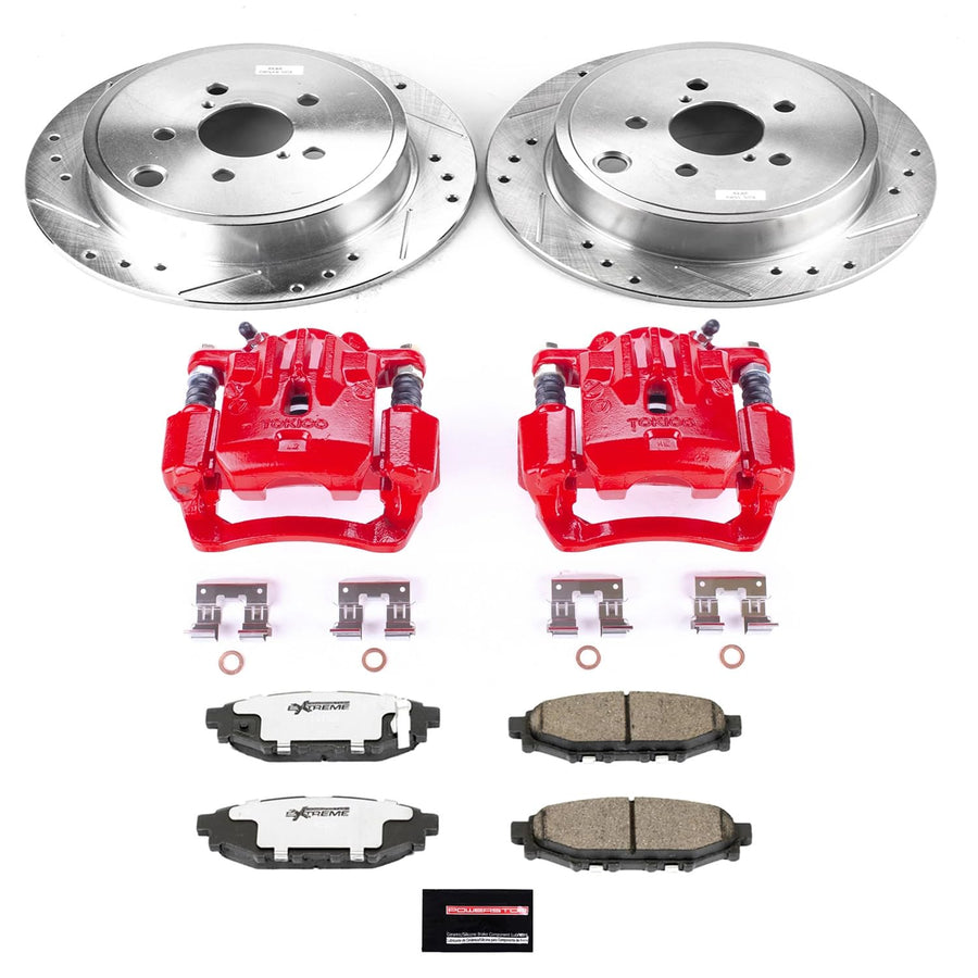 Power Stop Z26 KC4631A-26 Street Warrior Rear Brake Kit-Brake Rotors, Brake Pads & Calipers For Subaru Legacy 2010-2014, Subaru Outback 2010-2014 [Model Specific]