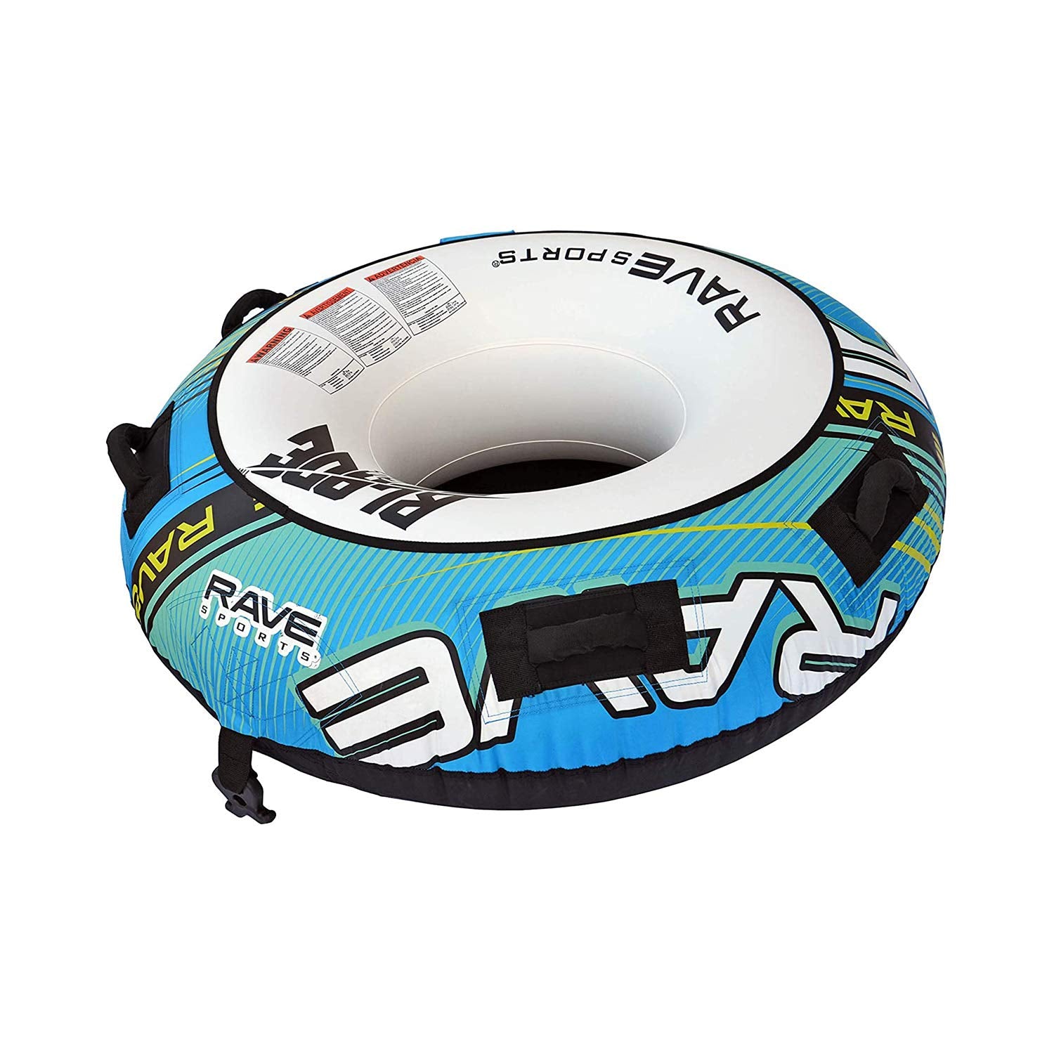 Rave Sports Inflatable Blade Towable Tube, 1 Rider, Unique Skim-Fast Bottom Coating, Nylon Cover, Four Foam-Filled Reinforced Handles, Quick Connect Tow Point, Boat Tubes and Towables, Stable Ride