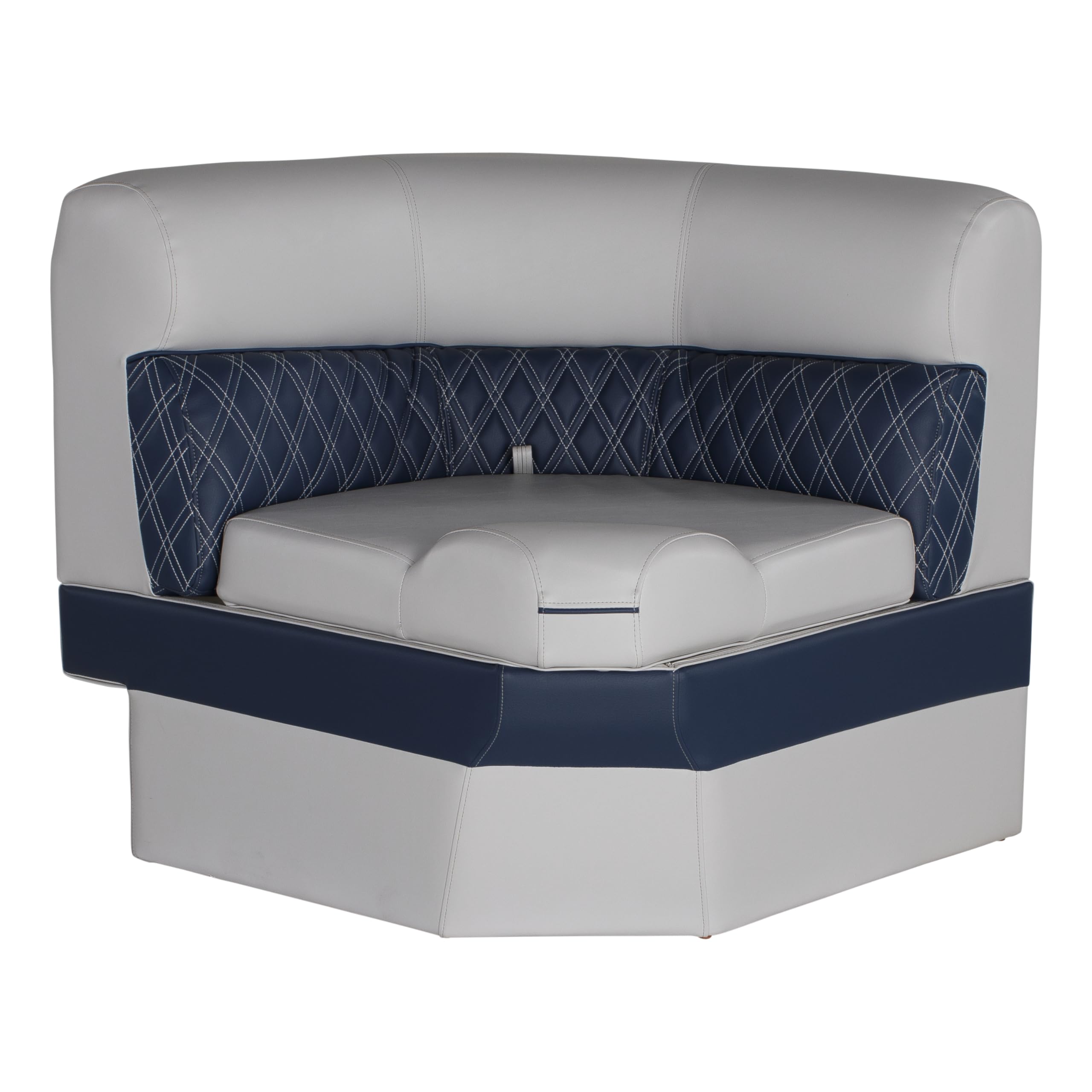 30" Radius corner pontoon seat, Lippert Sunset Collection, Contoured Foam Cushioning, Durable Marine-Grade Vinyl, Built-In Dry Storage, Poly Frame, 44"L x 28"W x 30"H – 2024021297