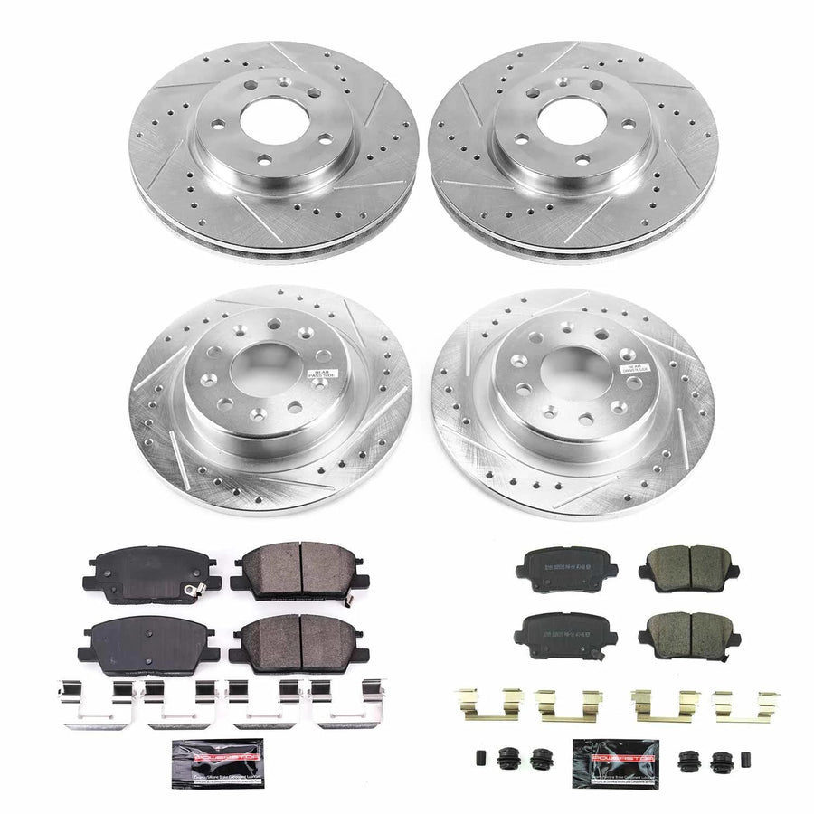 Power Stop Z23 Brake Kit-Drilled/Slotted Brake Rotors & Carbon Ceramic Brake Pads For Buick Regal Sportback K8689 2019-2020 [Model Specific]