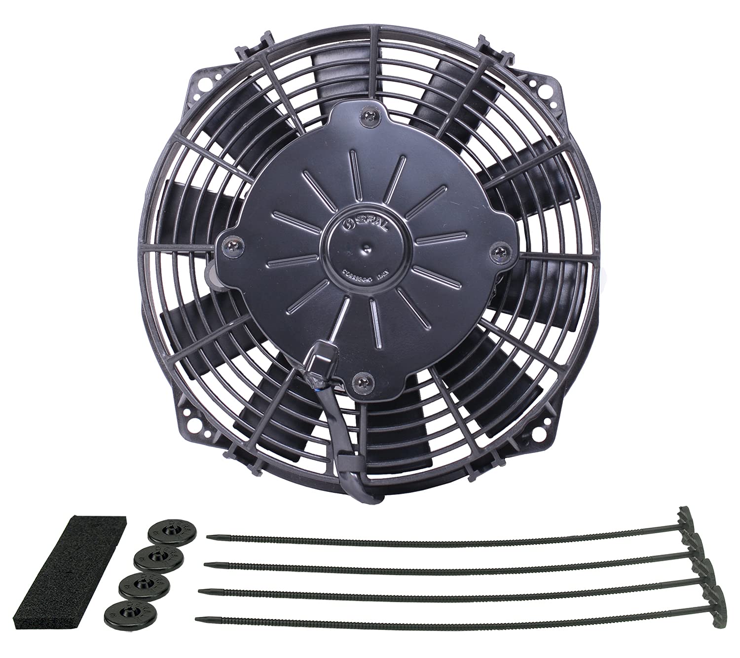 Derale Electric Cooling Fan, 8 in Standard, Puller, 366 CFM, Straight Blade, 8 x 8-1/4 in, 2 in Thick, Plastic, Each