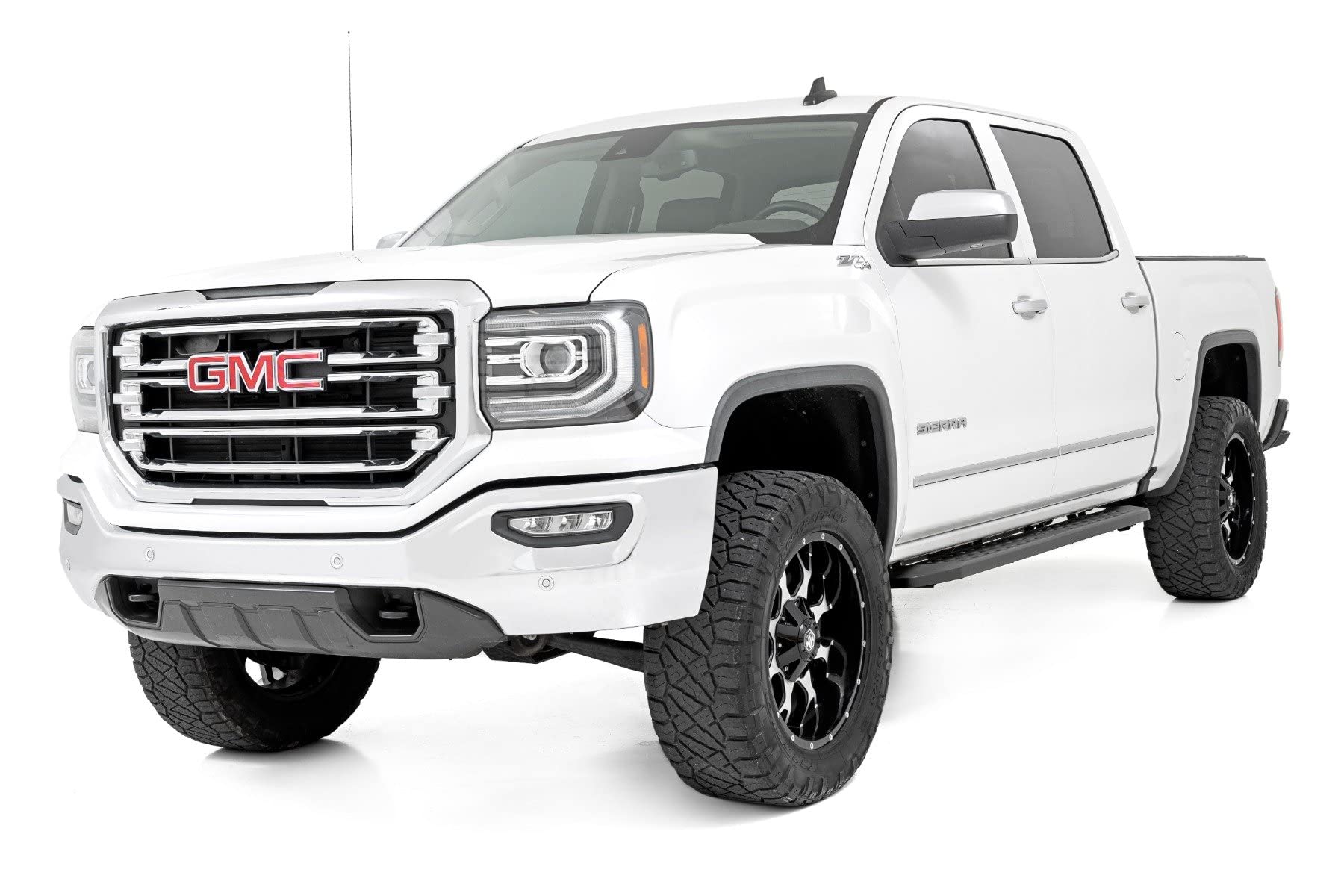 Rough Country Running Boards RPT2 for Chevy Silverado & GMC Sierra 1500/2500HD/3500HD (2007-2018) Crew Cab - Sleek Profile, Non-Slip Step, Easy Install