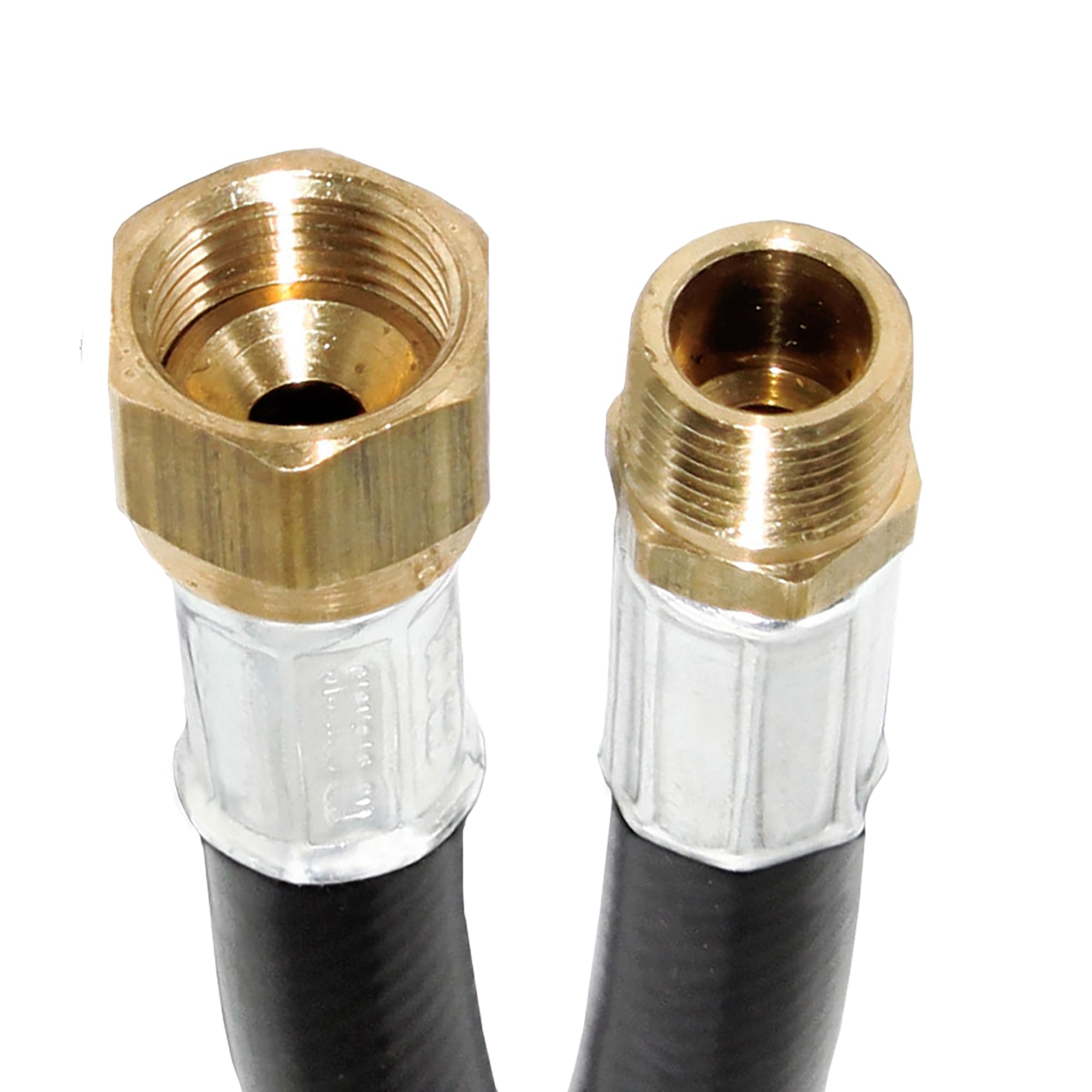 48-inch Flame King Propane Thermo Plastic Hose Assembly, 3/8-inch ID, 3/8-inch MPT X 1/2-inch Female Flare, for RVs and Travel Trailers