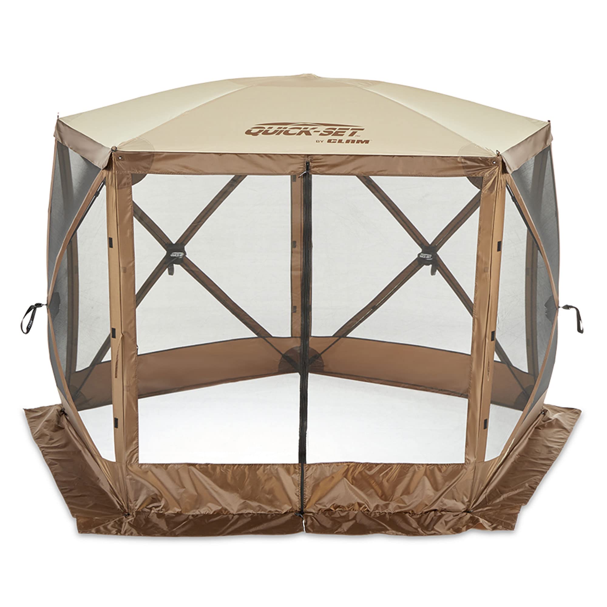 Pop Up CLAM Screen Tent, Outdoor Camping Gazebo Canopy, Venture, 9' x 9', Brown