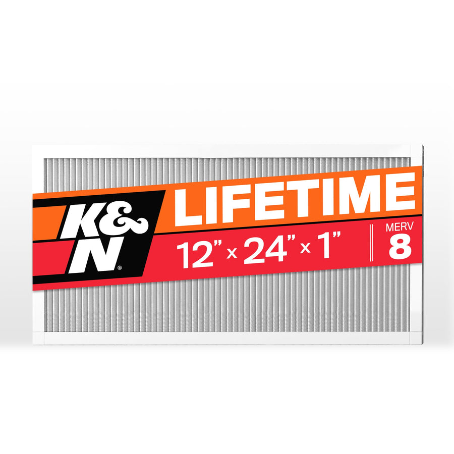 K&N HVAC Furnace Air Filter 12X24X1, Lasts a Lifetime, Washable, Merv 8, the Last Filter You Will Ever Buy, Breathe Safely at Home or in the Office, HVC-8-11224