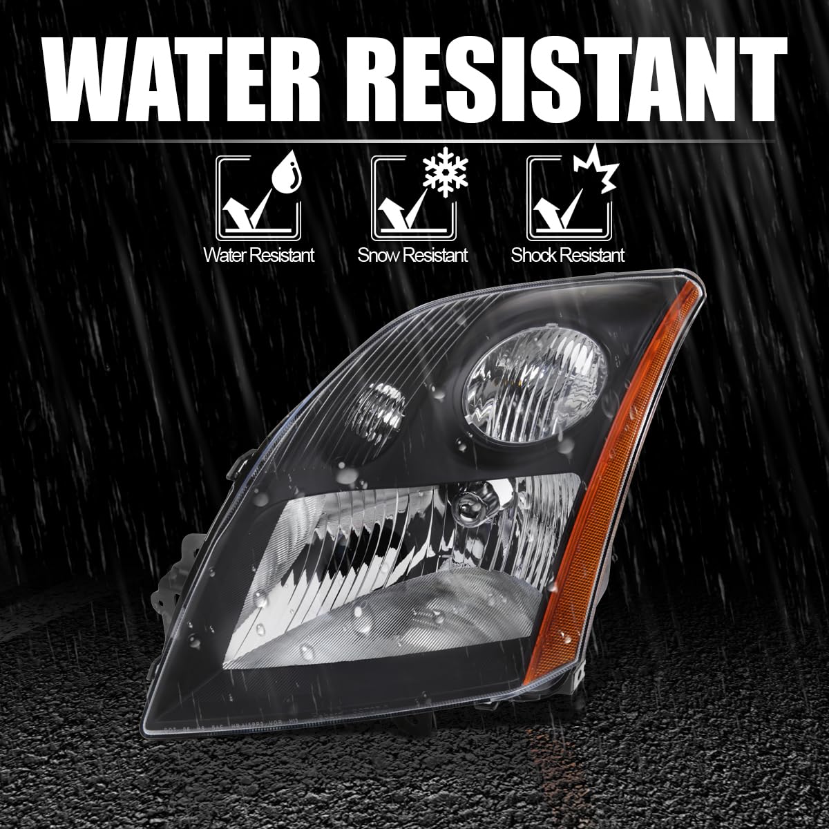 Black Headlights SPEC-D TUNING Compatible with 2007-2009 Nissan Sentra, Left + Right Pair Headlamps Assembly