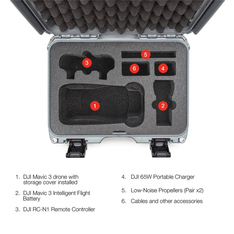 Waterproof Hard Case Nanuk 915 with Foam Insert for DJI Mavic 3 & Mavic 3 Classic - Silver